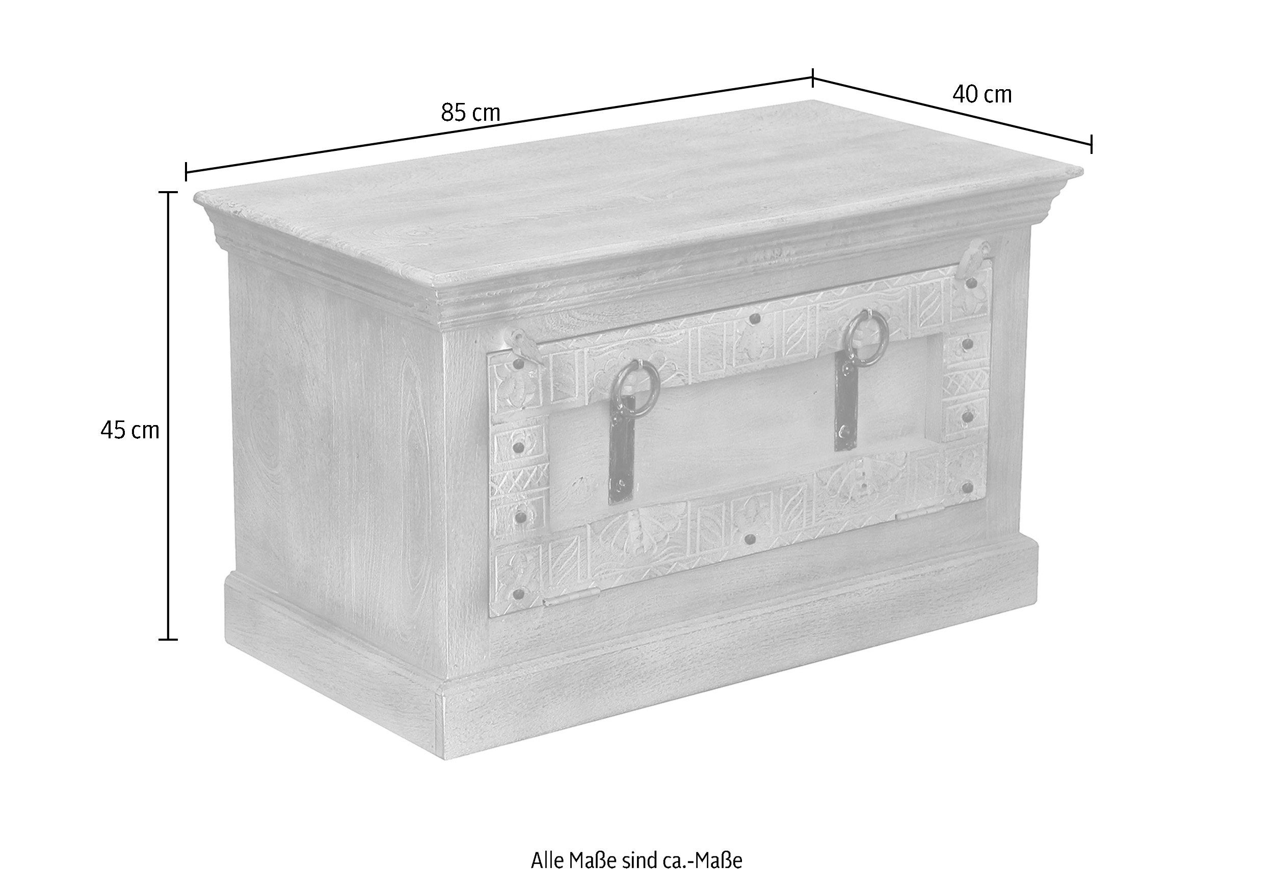 SIT Halmeubelset Front met ingewikkelde houtsnijwerk, ringgrepen & beslag van metaal (set, 3-delig)