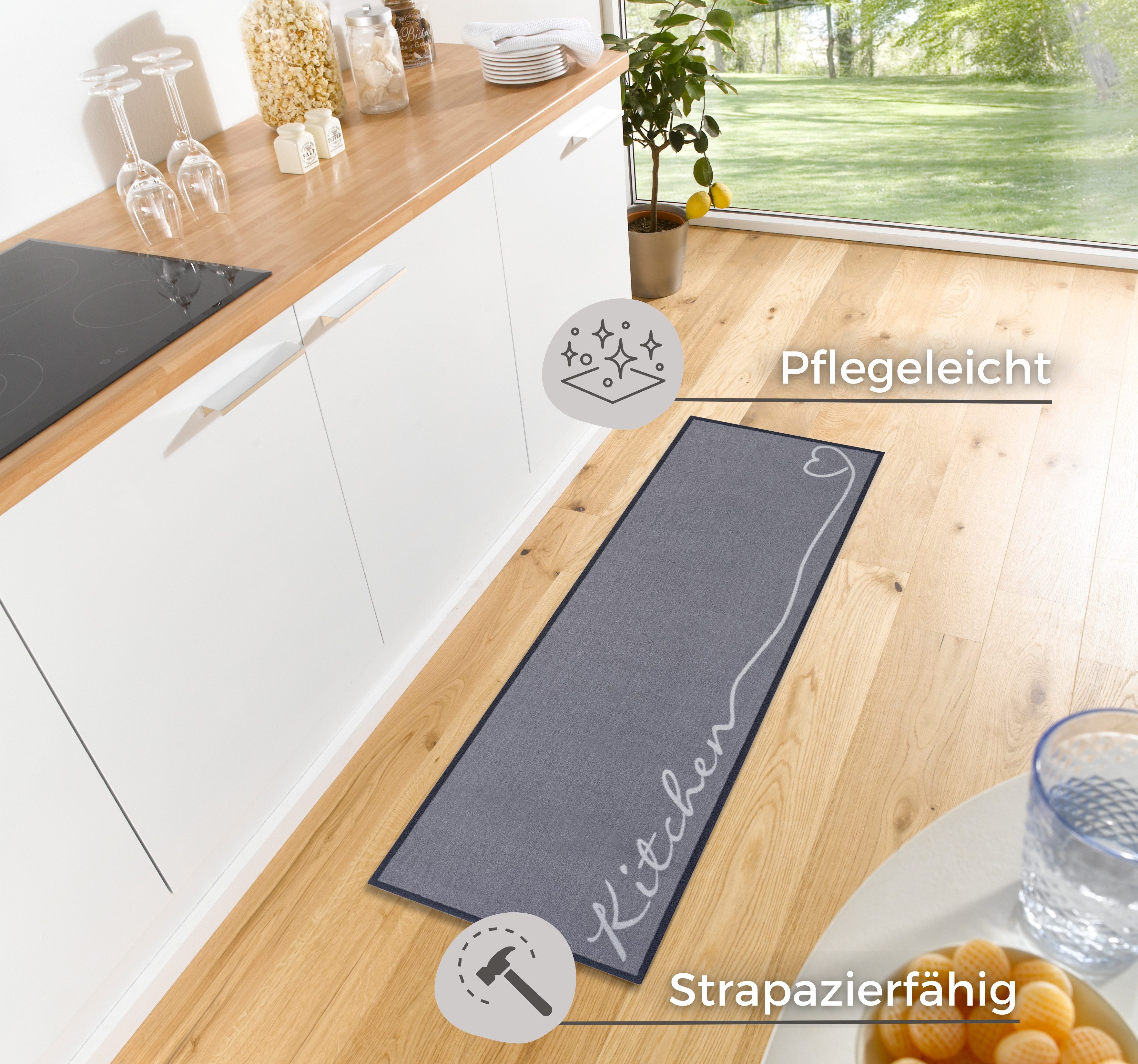 HANSE Home Keukenloper Kitchen hart Loper, antislip, keukenkleed, keuken, vloerkleed, gemakkelijk in onderhoud