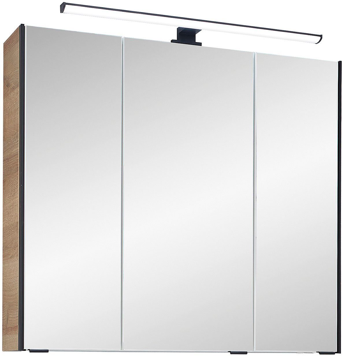Saphir Badkamerspiegelkast Quickset 395 Badkamermeubel, 3 spiegeldeuren, 6 planken, 75 cm breed