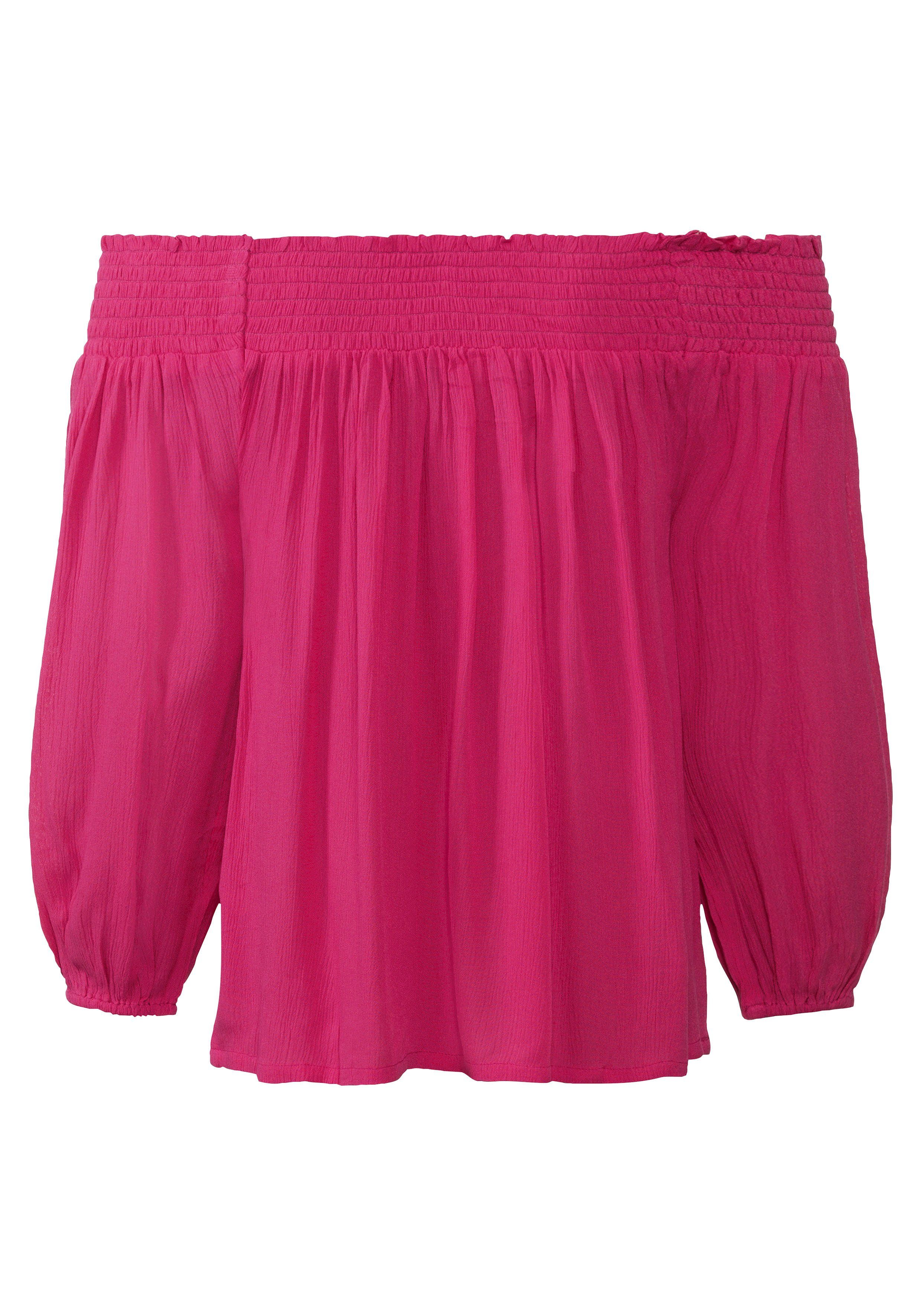 Lascana Blouse met carmenhals in een lichte gekreukte crinkle look, damesblouse, off-the-shoulder