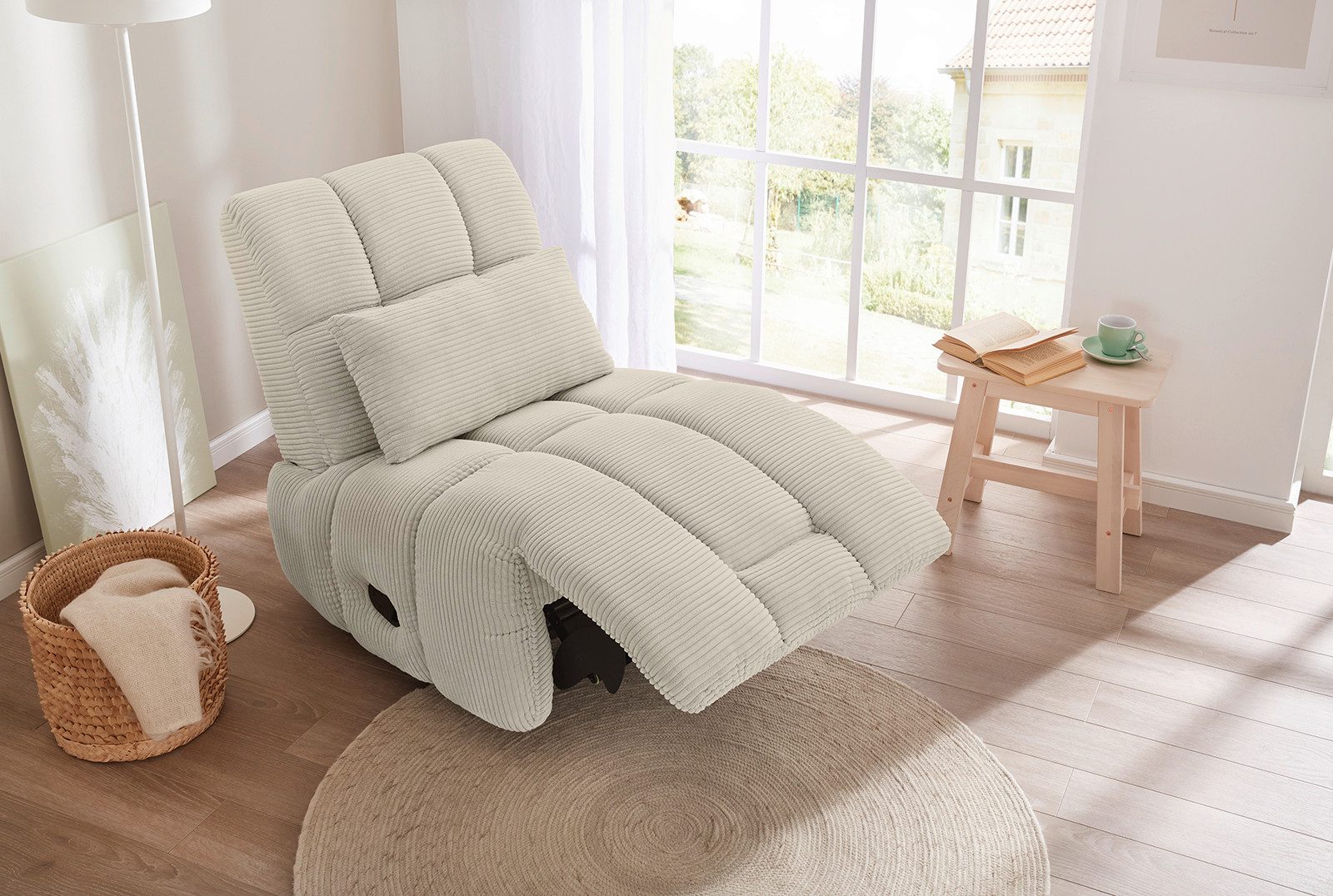 Jockenhöfer Gruppe Relaxfauteuil Doncaster met draai-, schommel-, relax- en kantelfunctie, aangenaam zachte corduroystof