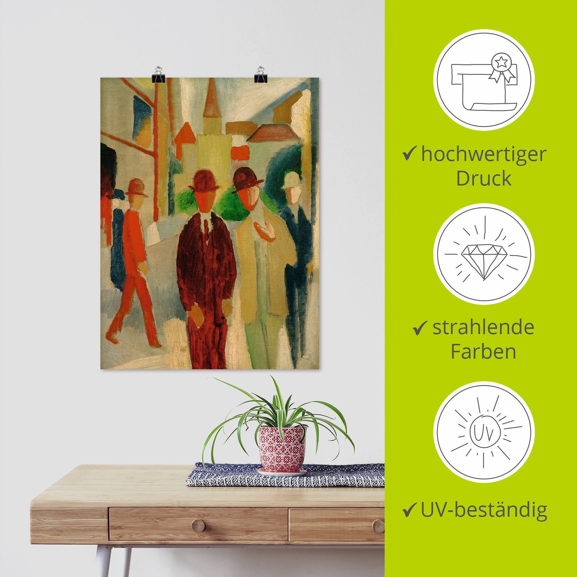 Artland Artprint Lichte straat met mensen als artprint op linnen, muursticker of poster in verschillende maten