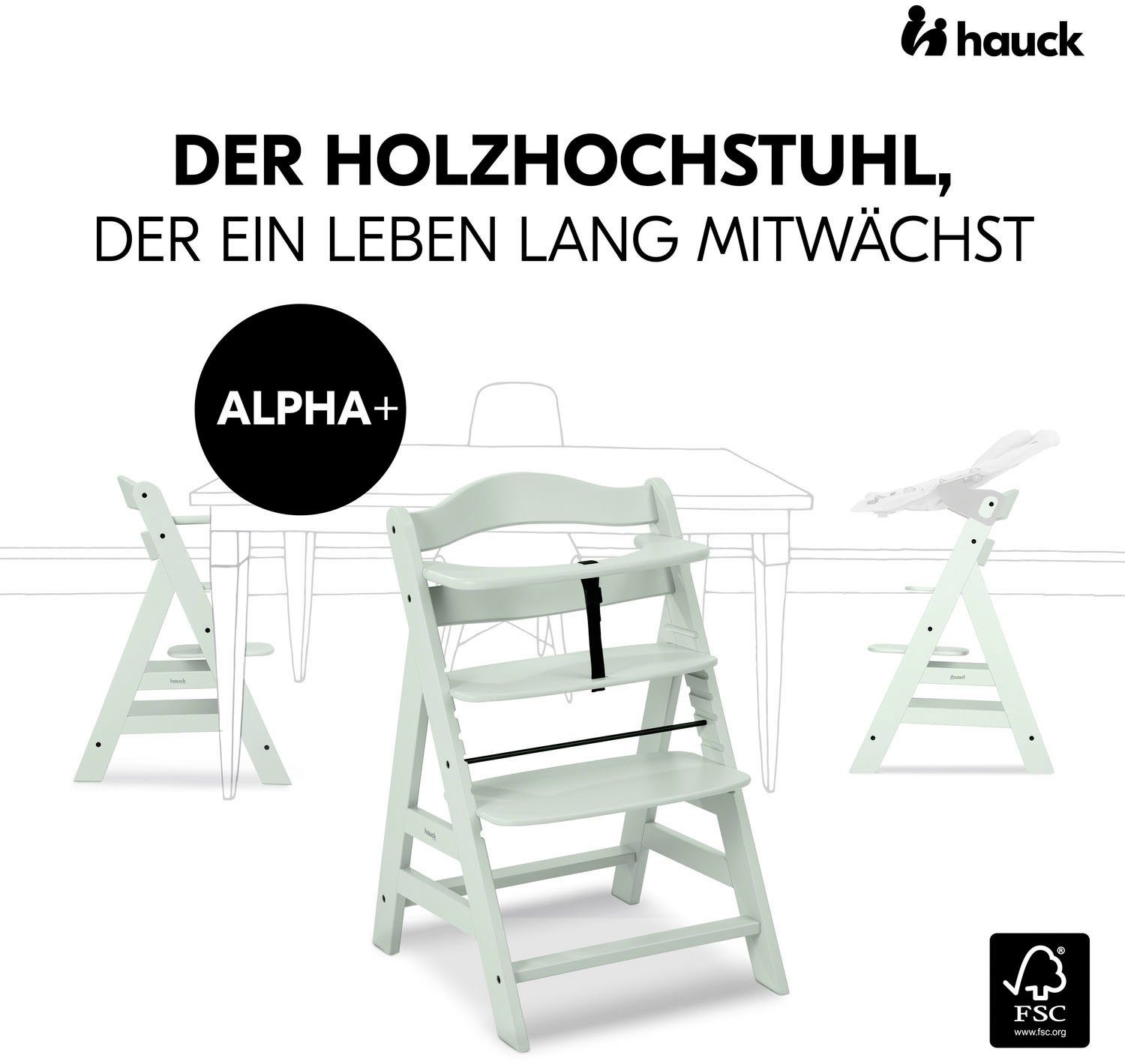 Hauck Kinderstoel Alpha+, Mint FSC®- beschermt bos - wereldwijd