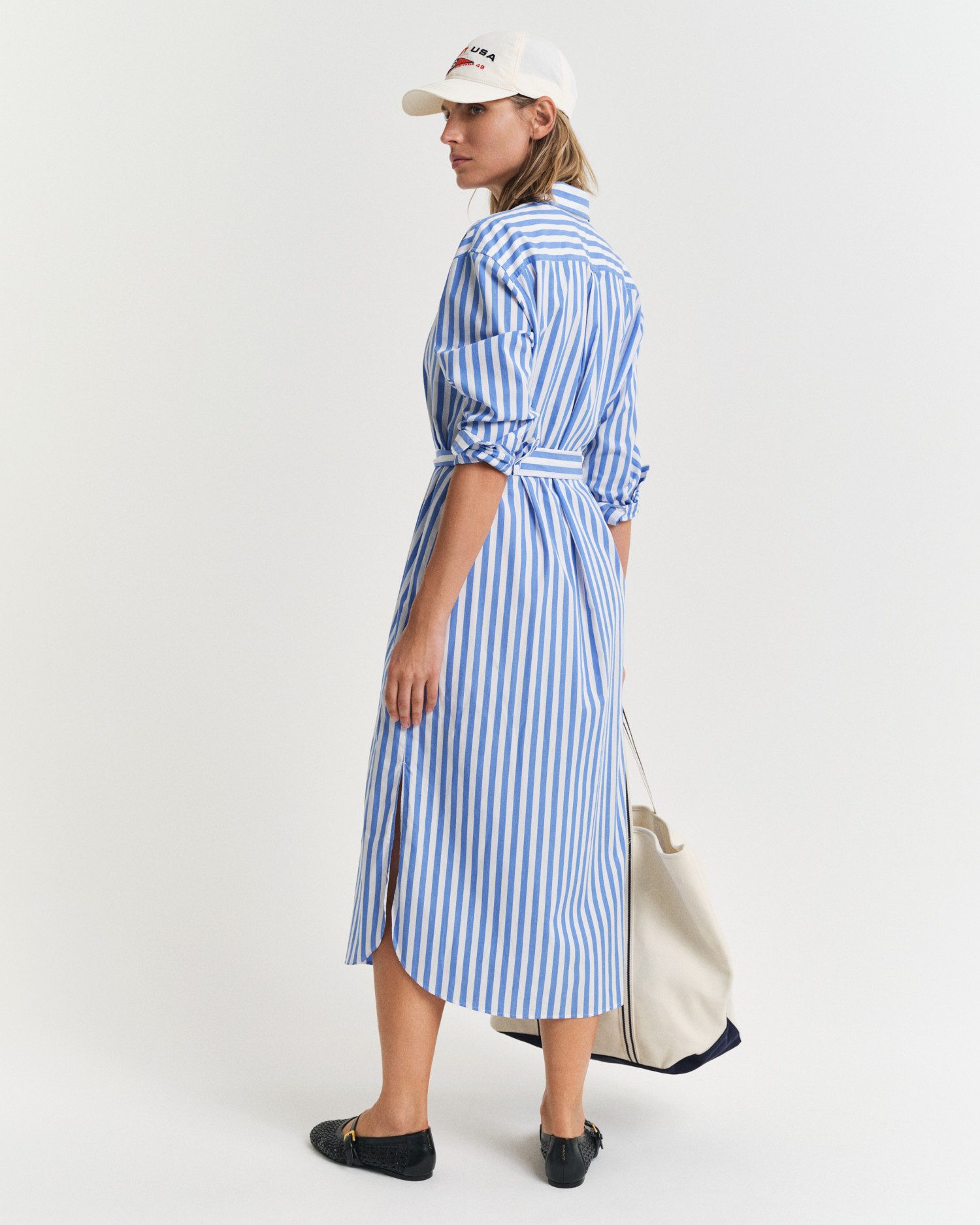 Gant Jurk met overhemdkraag REL STRIPED POPLIN SHIRT DRESS