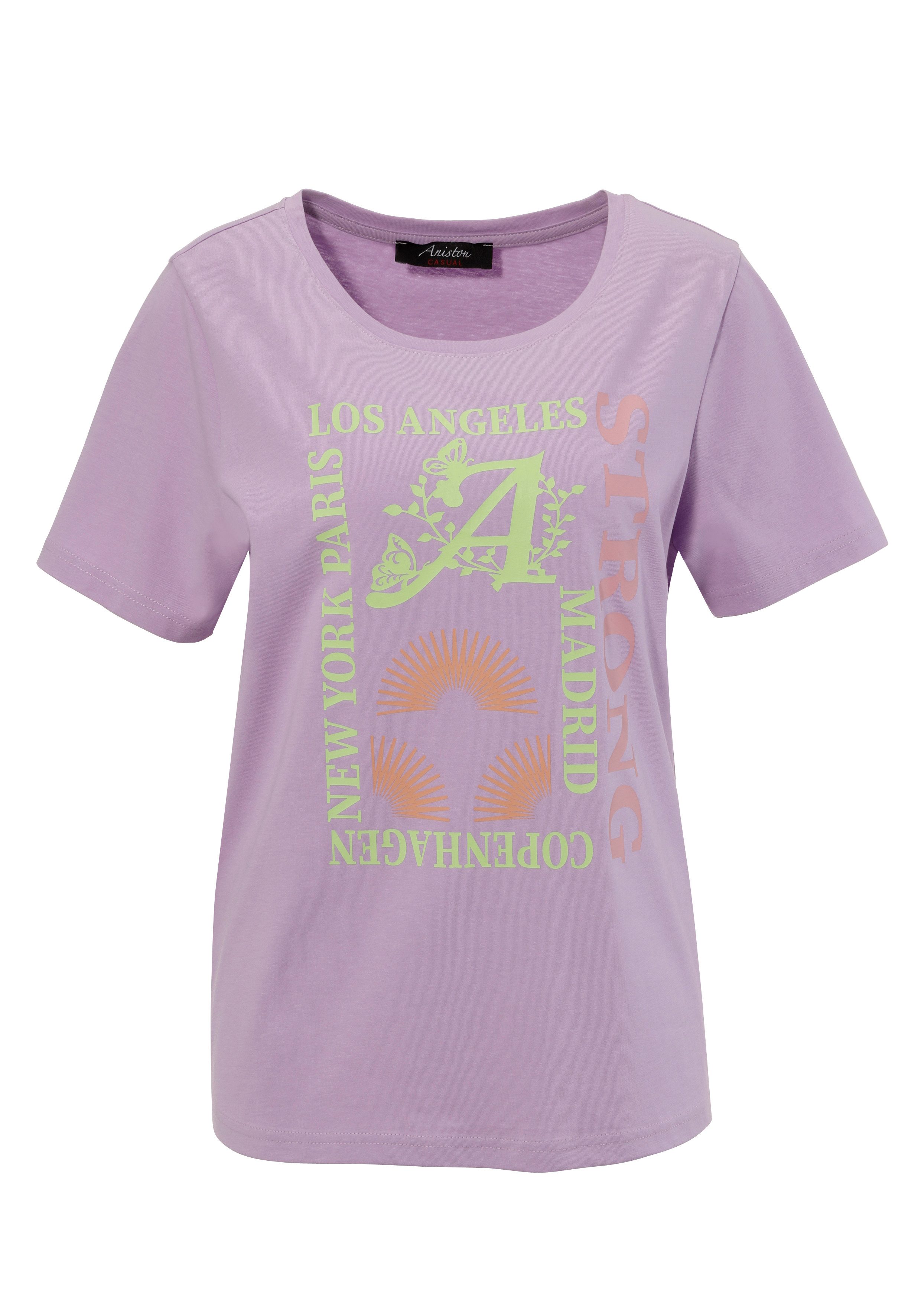 Aniston CASUAL T-shirt met kleurharmonieuze frontprint van foliedruk