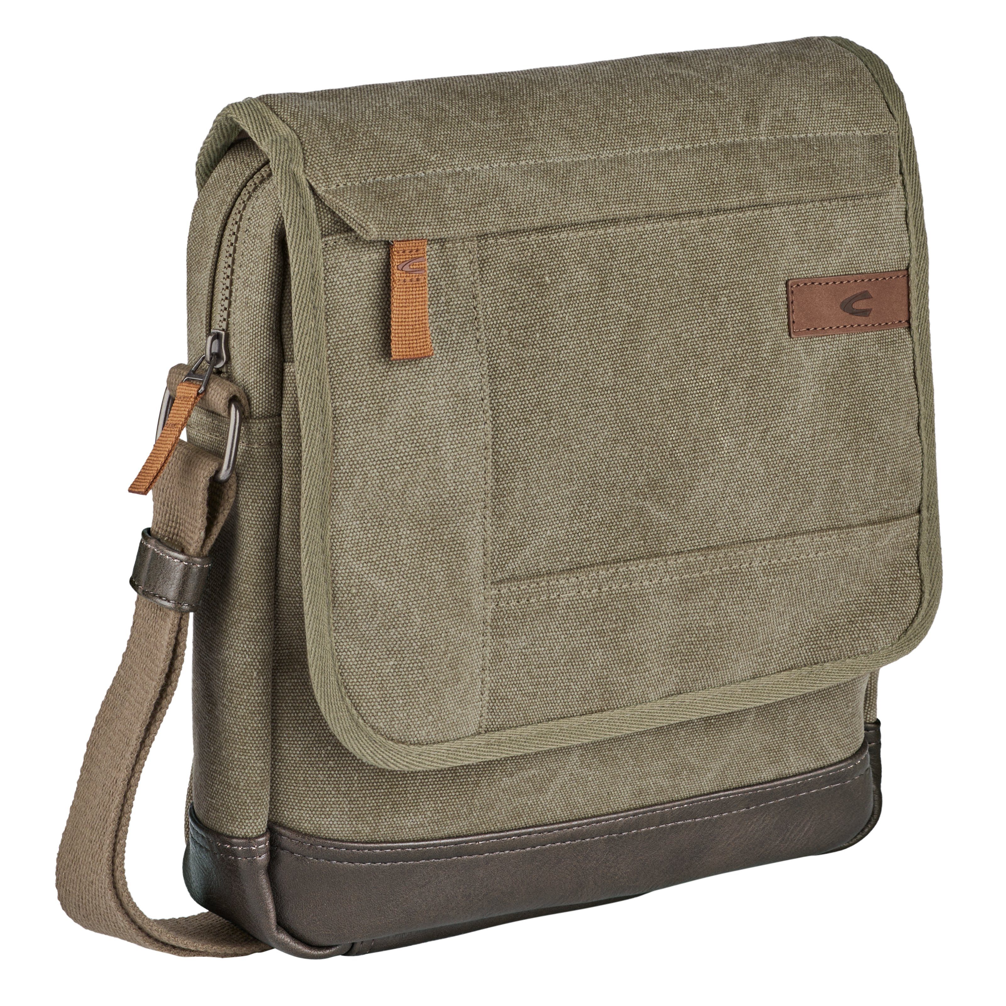 camel active Schoudertas Air Canvas model van zacht lederimitatie afgewerkt met applicaties