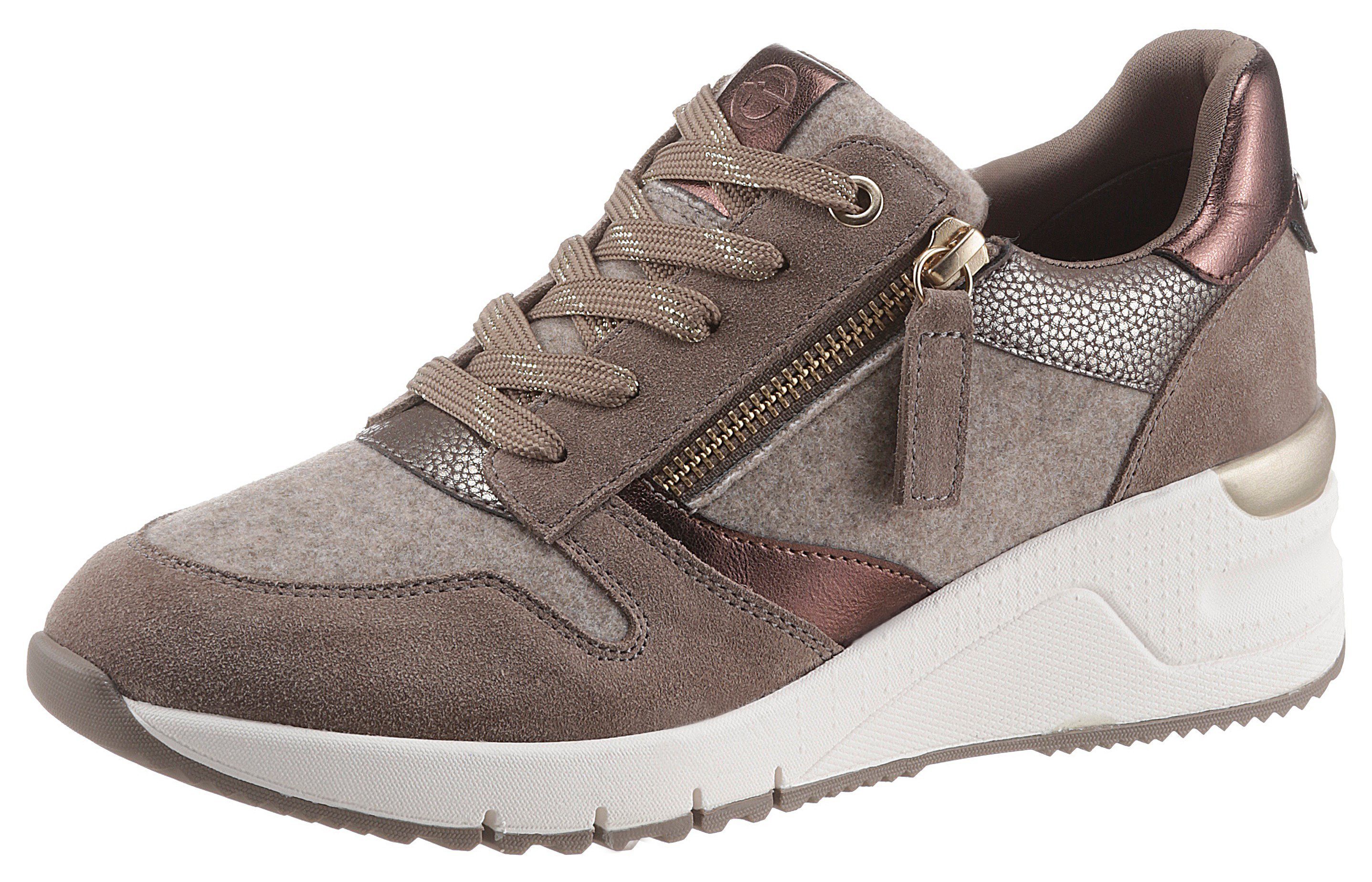 Tamaris Sneakers met sleehak Rea met mooie metallicdetails in de online  winkel | OTTO