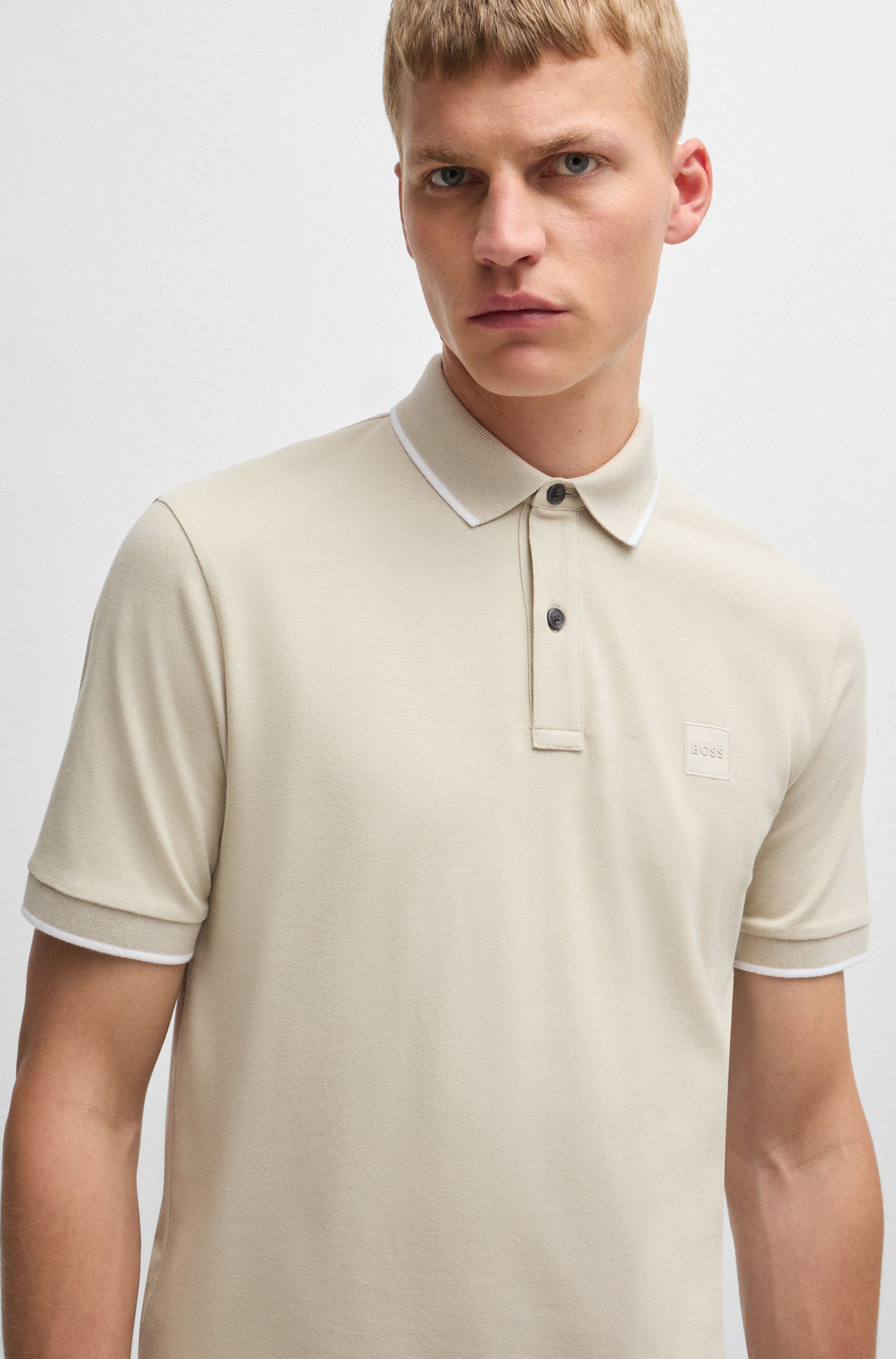 Boss Orange Poloshirt Passertip met boss badge