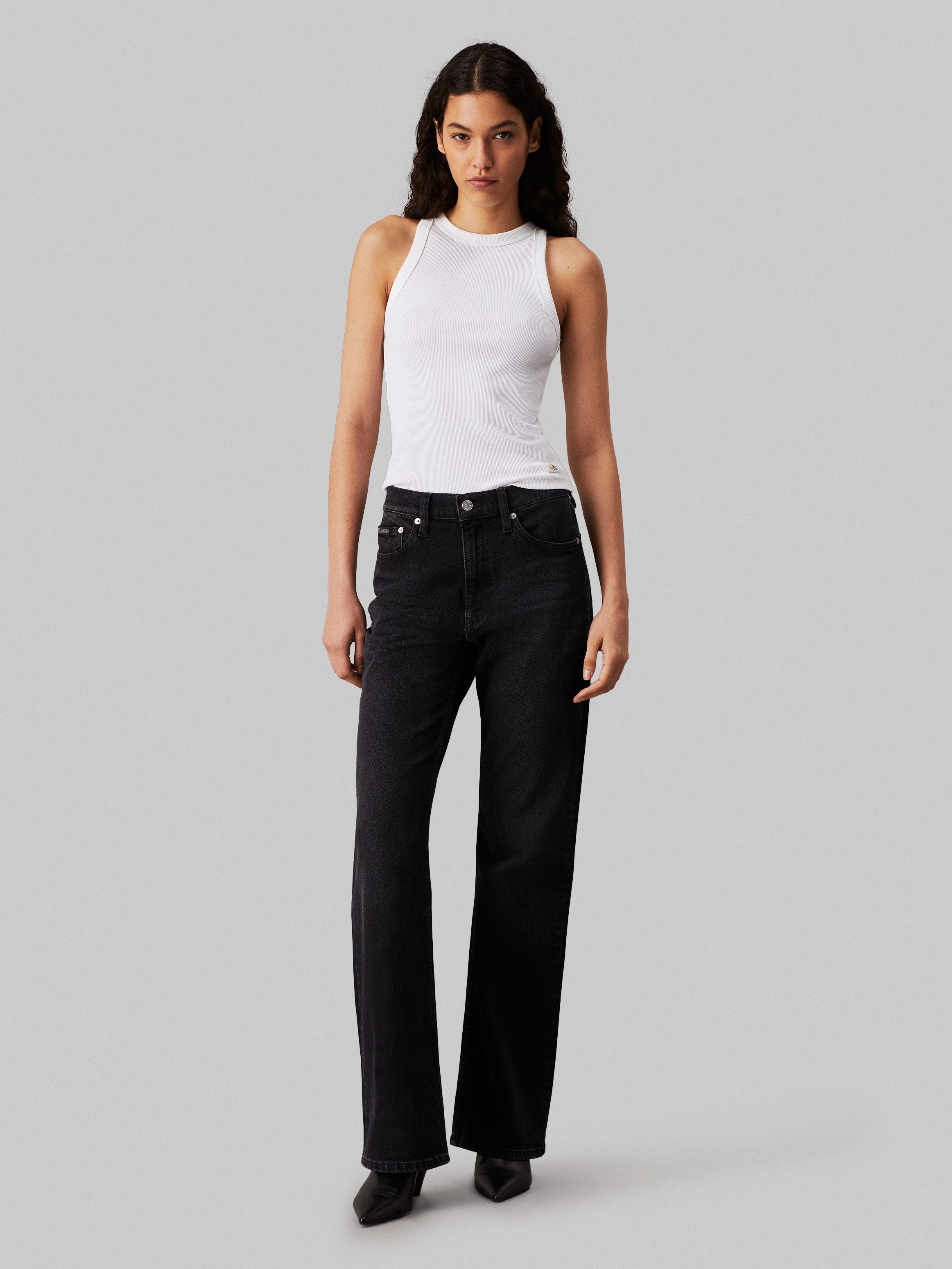 Calvin Klein Geribde tanktop WOVEN LABEL TANK TOP