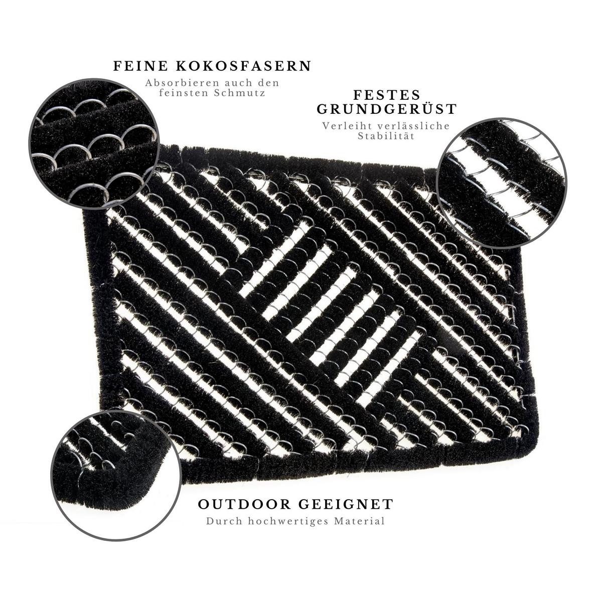 HANSE Home Mat Grid Brushes Mat, deurmat Raster, robuust, borstels, binnen, buiten, vuilafstotend, weerbestendig