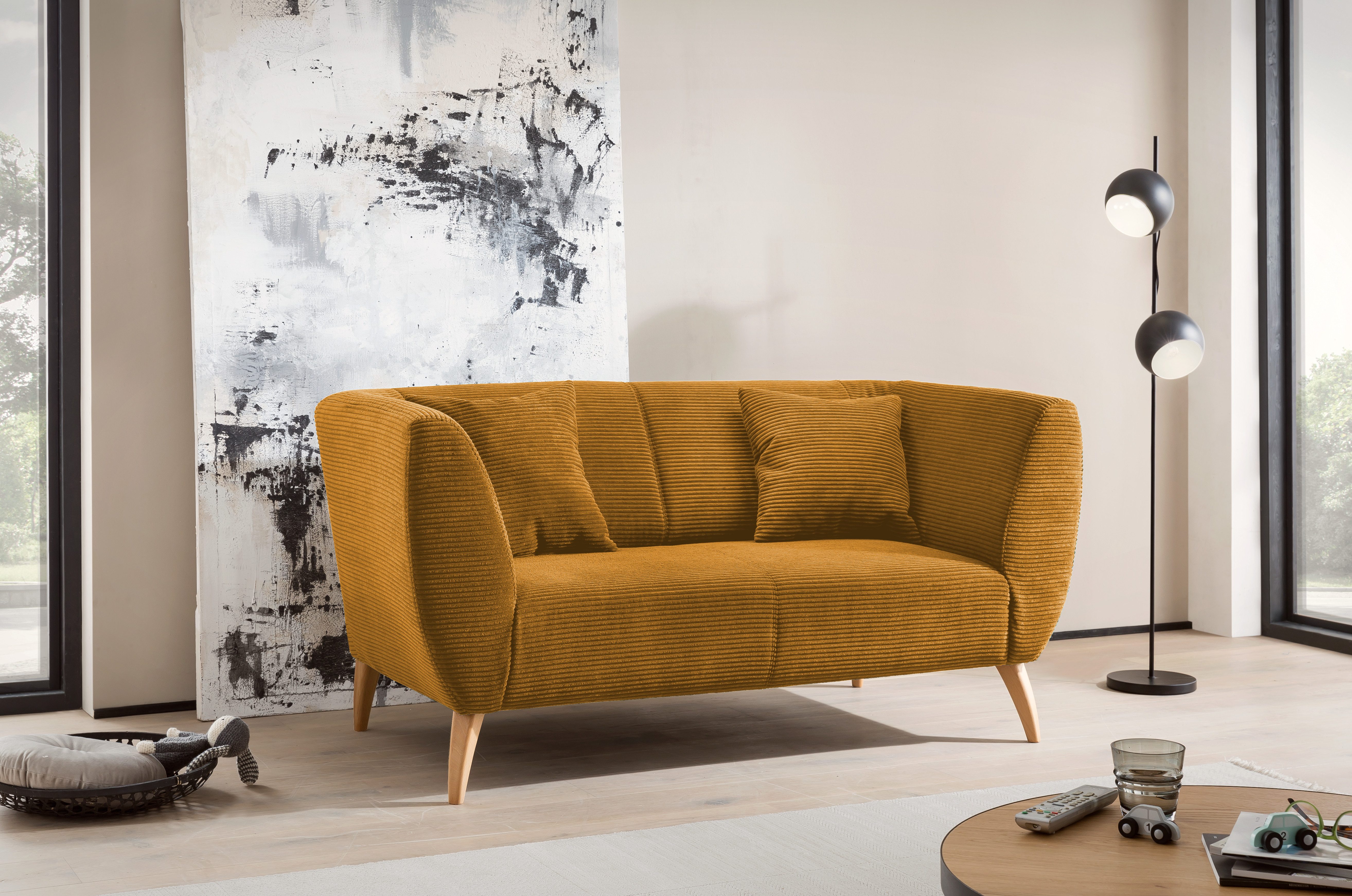 INOSIGN 2-zitsbank twee verschillende pootkleuren naar keuze