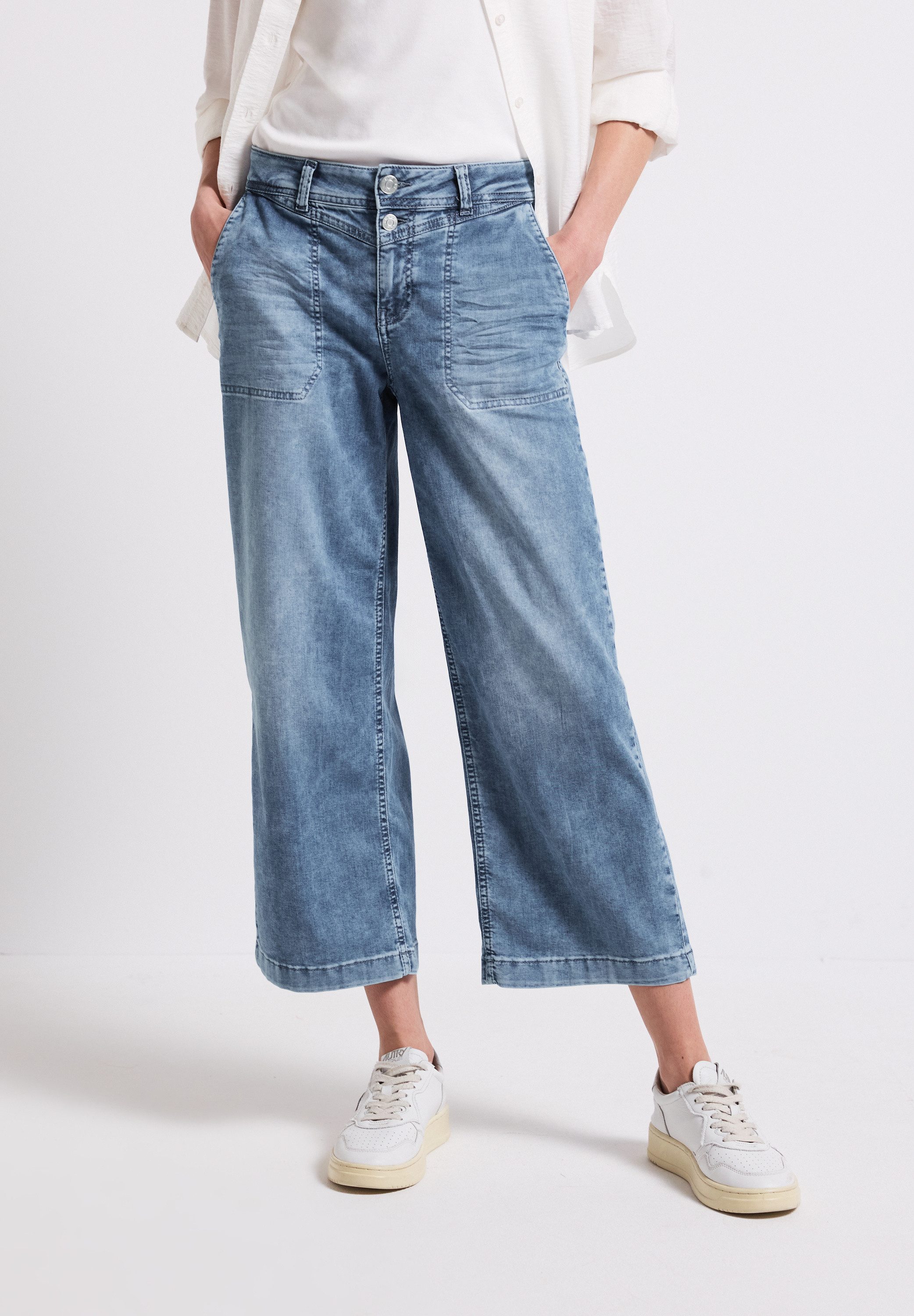 STREET ONE Wijde jeans dames wide leg jeans maat 27 blauw