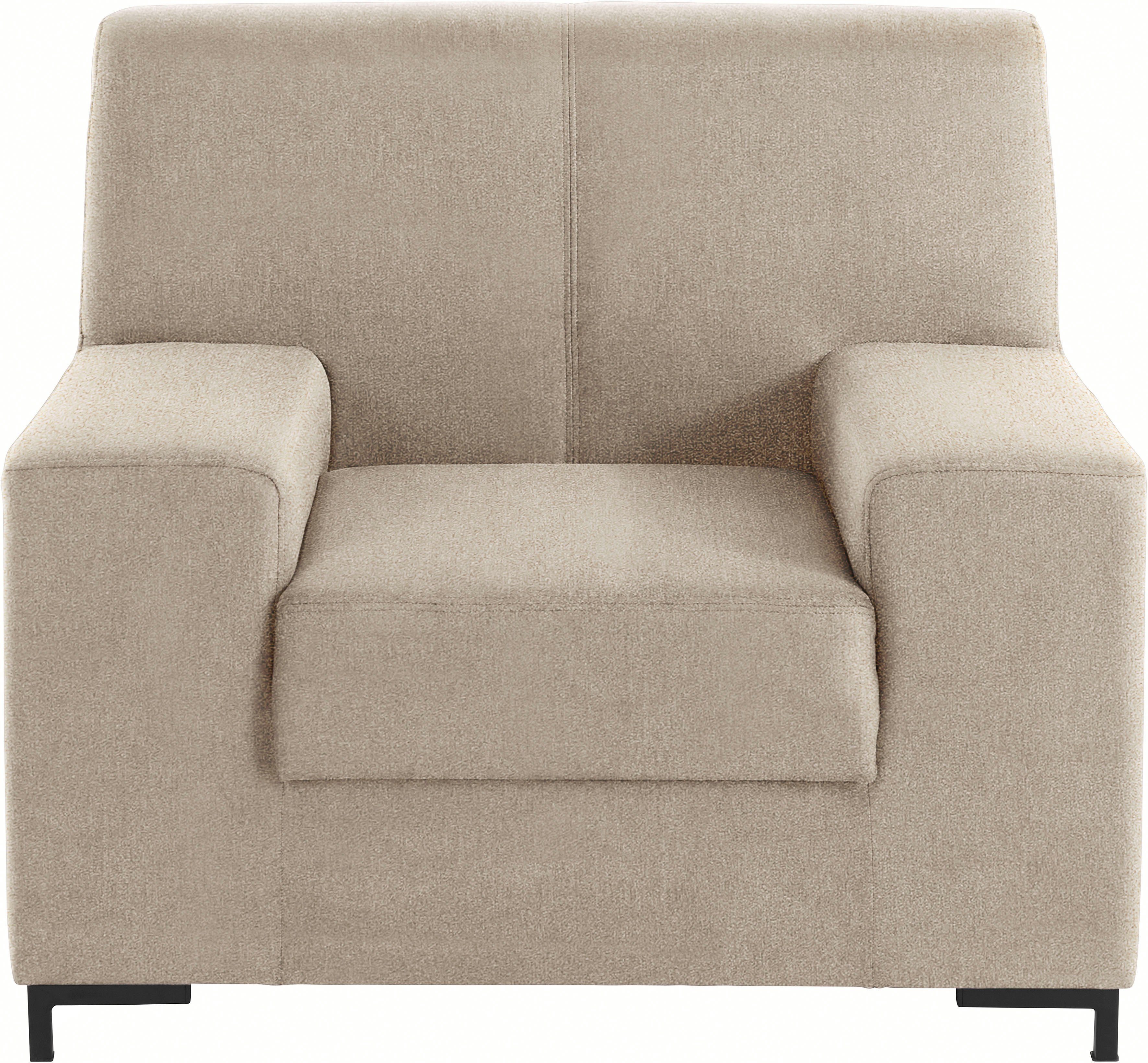 DOMO collection Fauteuil Ledas kubisch und komfortabel, flache Armlehnen, eleganter Fuß, fauteuils beige