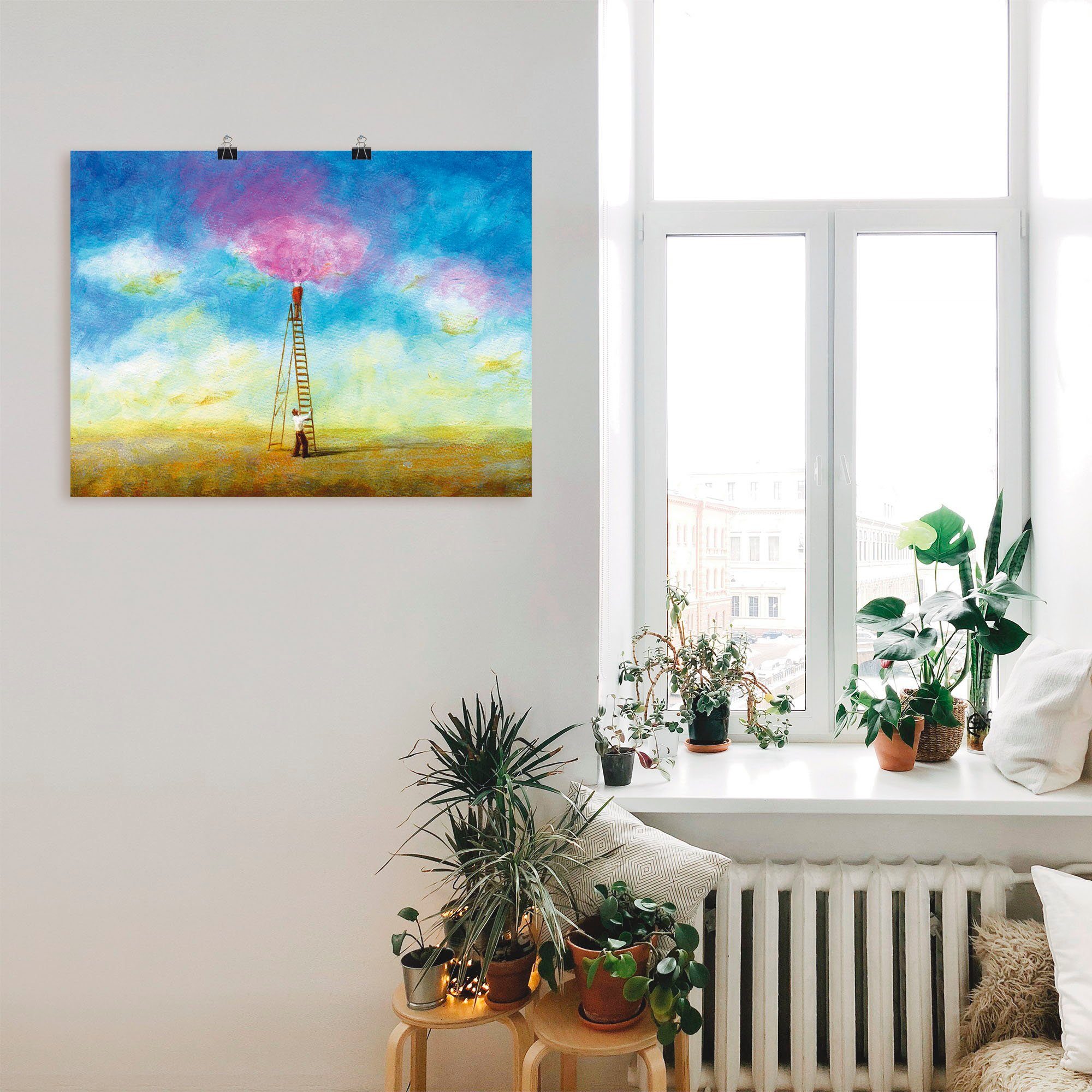 Artland Poster Rozerode wolk 1 als artprint op linnen, muursticker of poster in verschillende maten