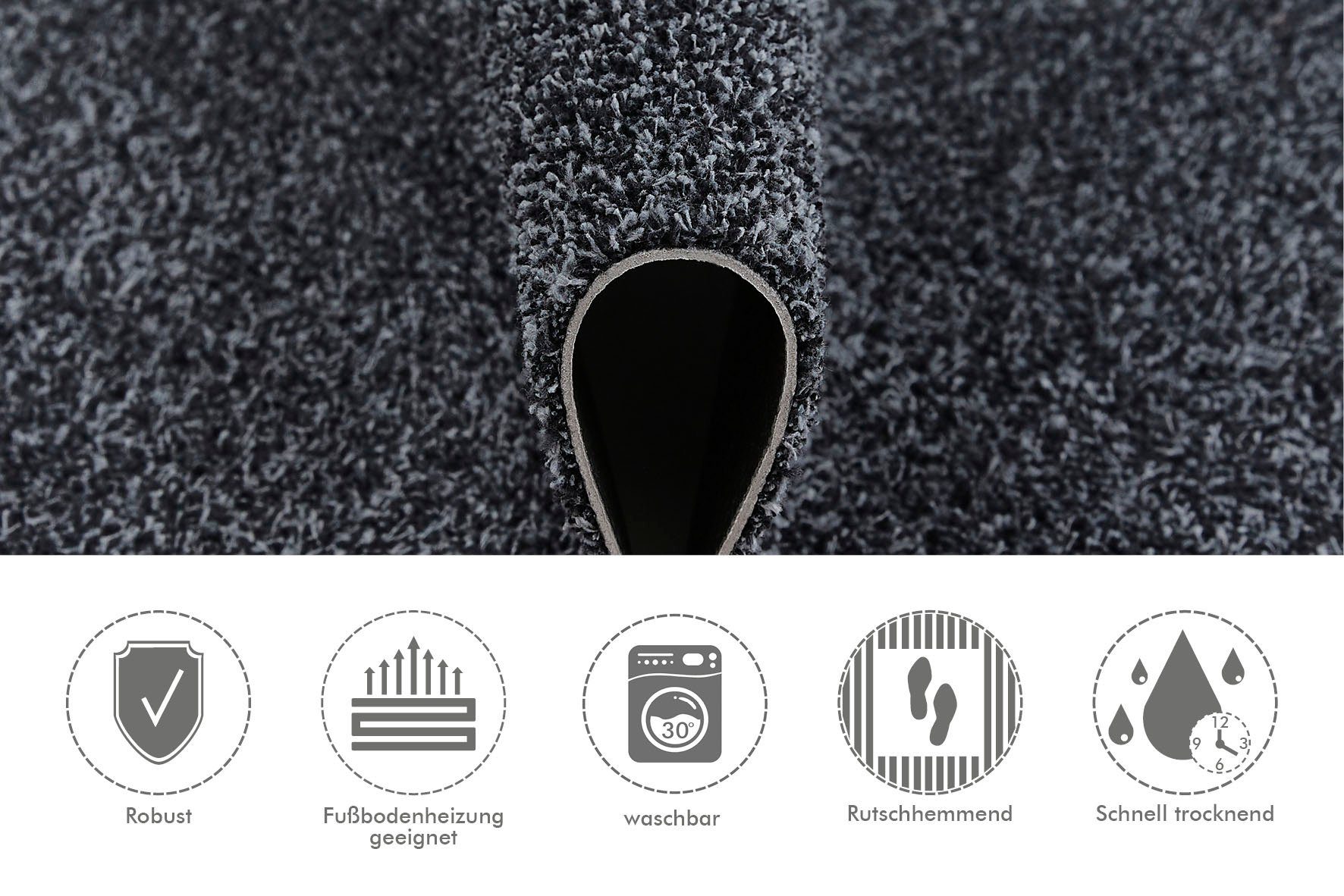 Andiamo Mat Samson, set van 2 60x100 cm & 67x180 cm Inloopmat, wasbaar, met antislip onderkant