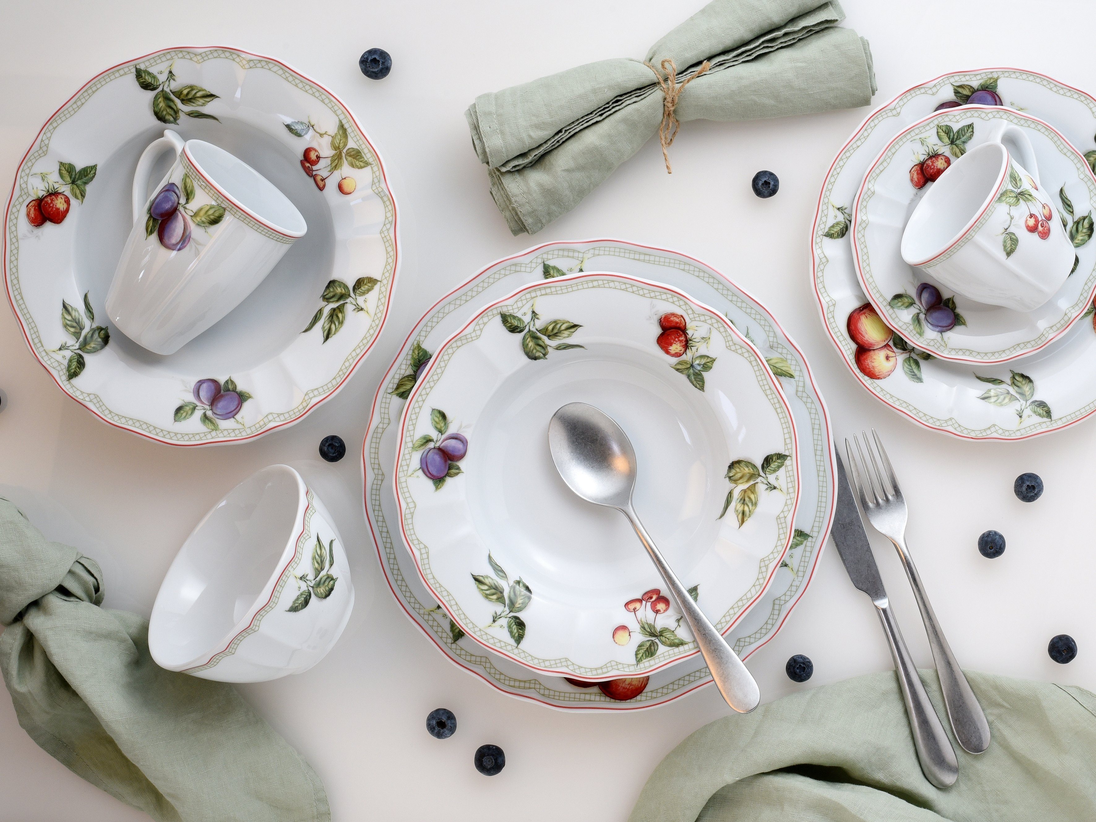 CreaTable Combi-servies Servies-set Flora Orchard Servies, 30 delen, voor 6 personen (set, 30-delig)