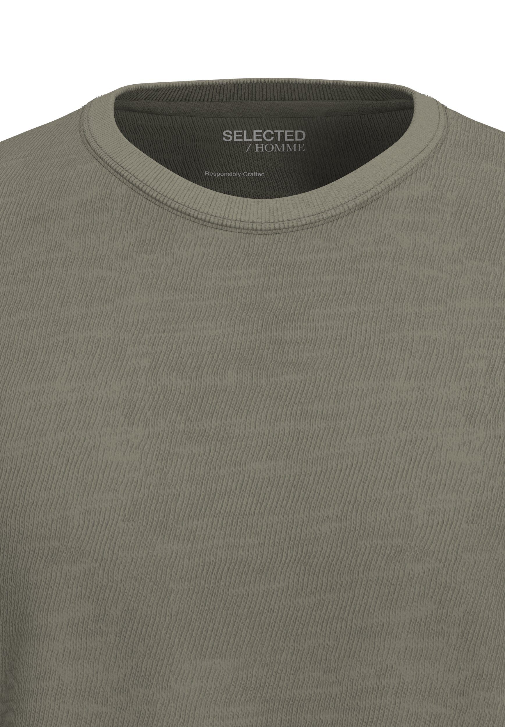 SELECTED HOMME Shirt met korte mouwen SLHASPEN SLUB SS O-NECK