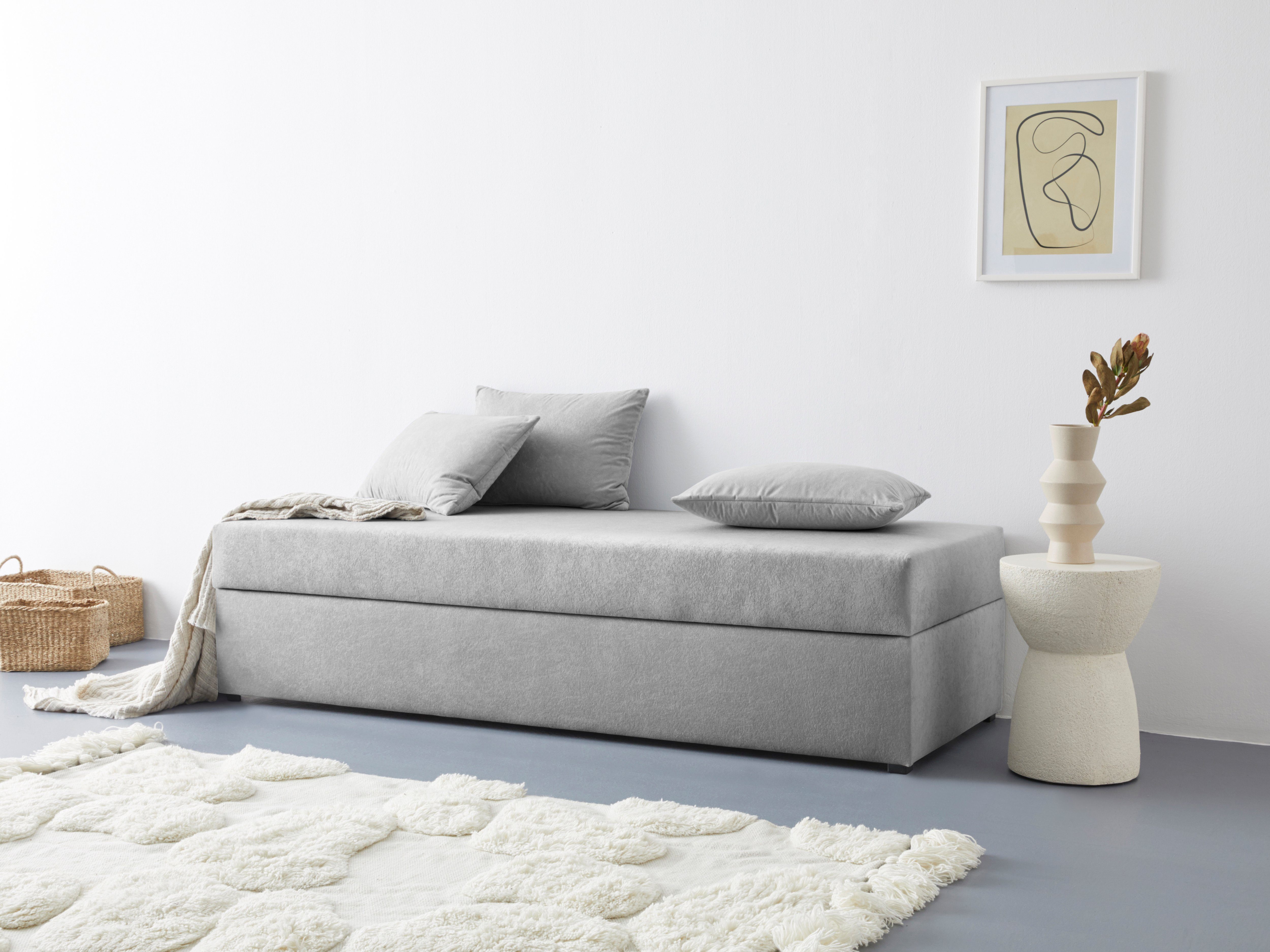 Maintal Bed Diana grijs, slaapbanken, Breedte ligoppervlak: 83 cm, Lengte ligoppervlak: 203 cm
