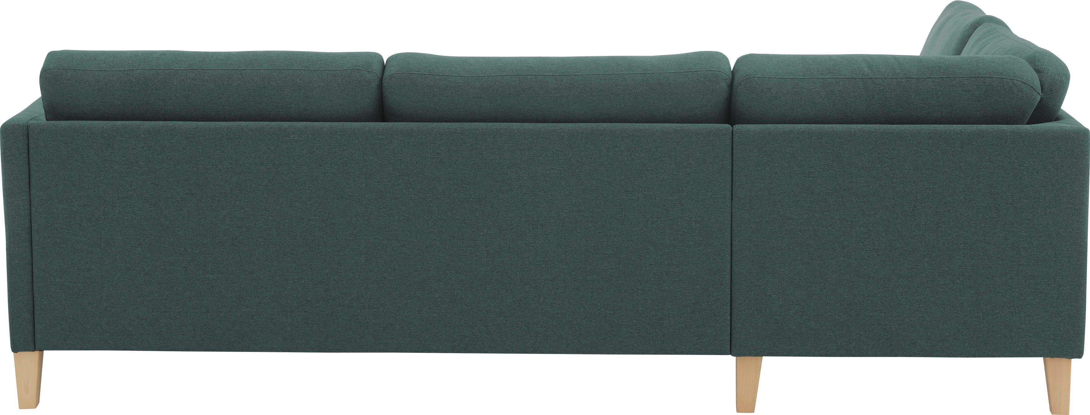 ATLANTIC home collection Hoekbank Mailo L-vorm met zakken opzij en ottomane, met massief houten poten