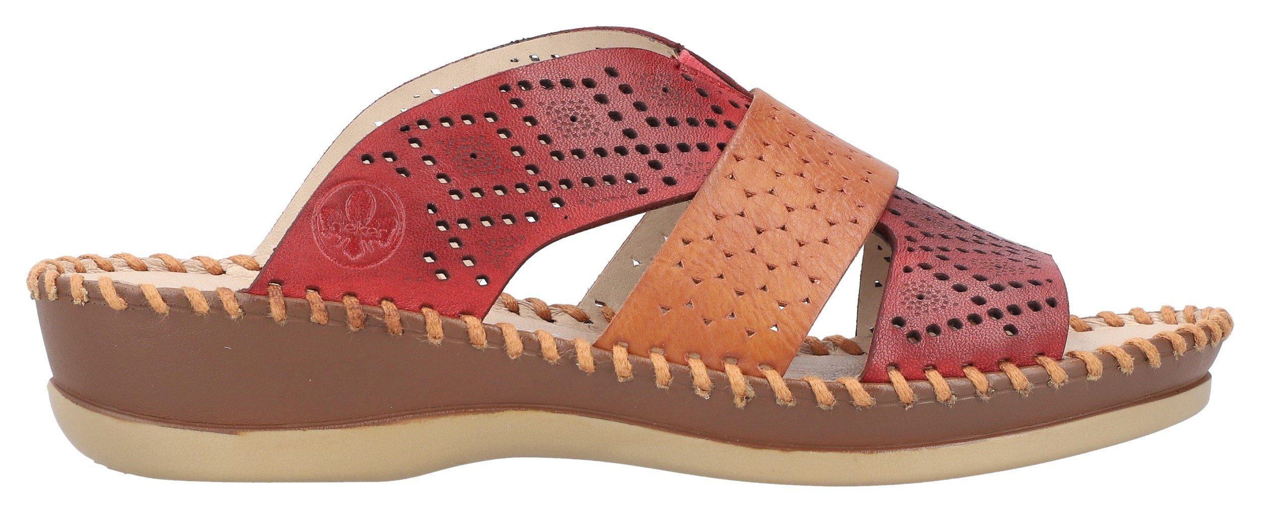 Rieker Slippers sleehak, zomerschoen, slippers met zachte leren binnenzool