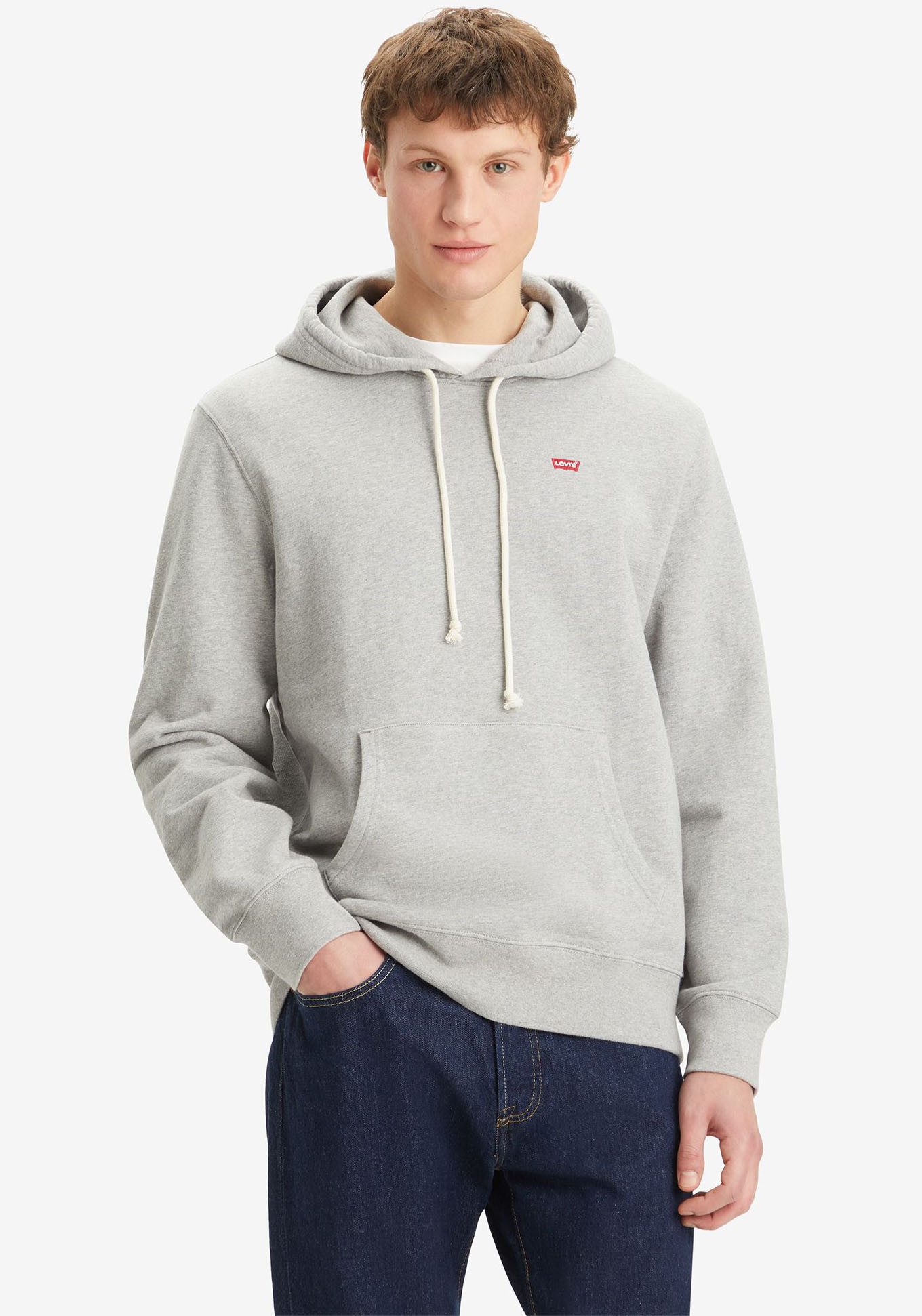 Levi's Hoodie NEW ORIGINAL HOODIE met klein batwing-logo heren hoodies maat XL grijs