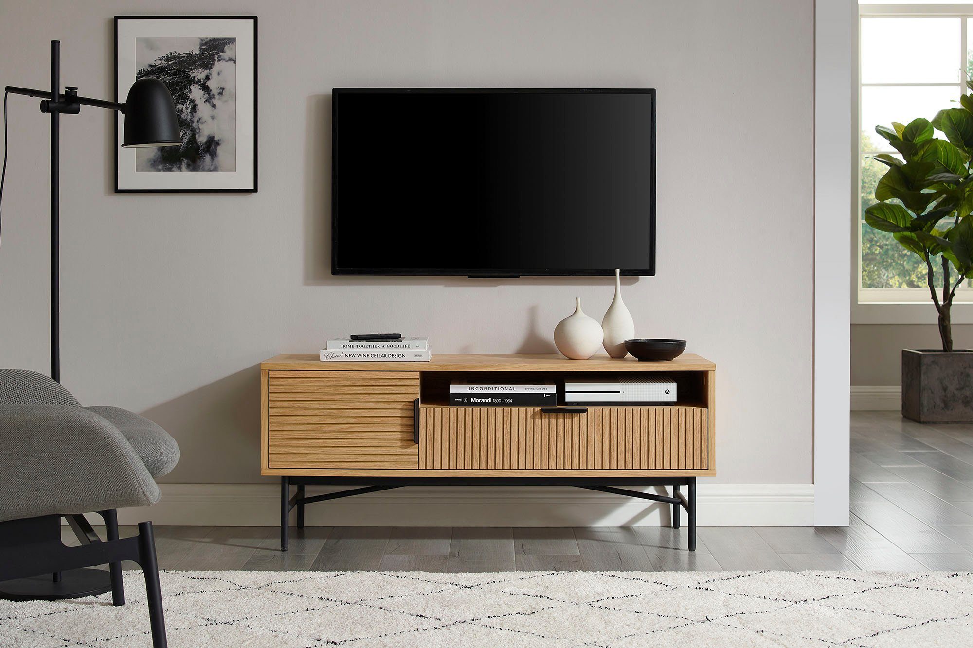 SalesFever Tv-meubel Eiken echt houtfineer lowboards beige