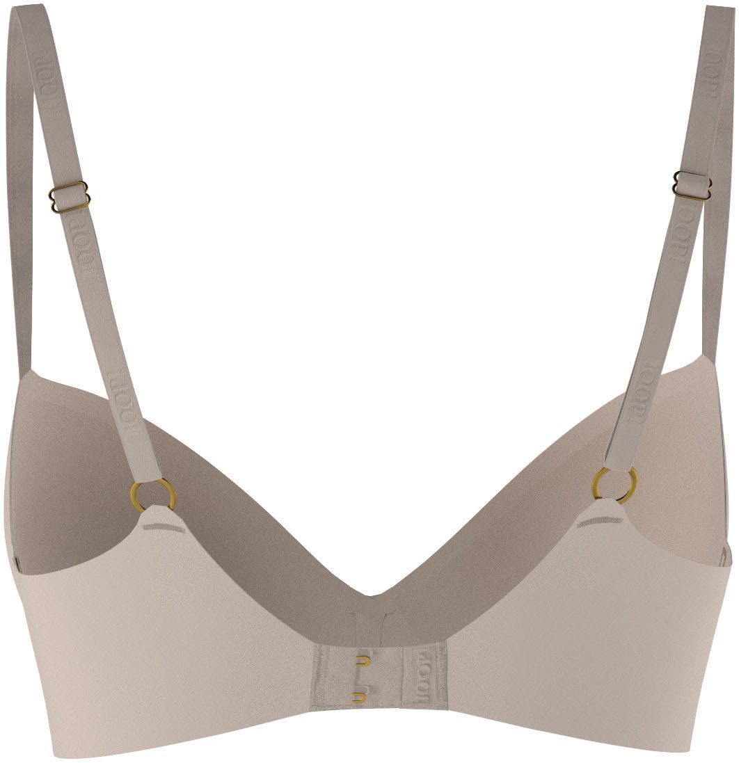 JOOP! Beugelloze-bh Sensation met edel metalen logo op de middenstijl