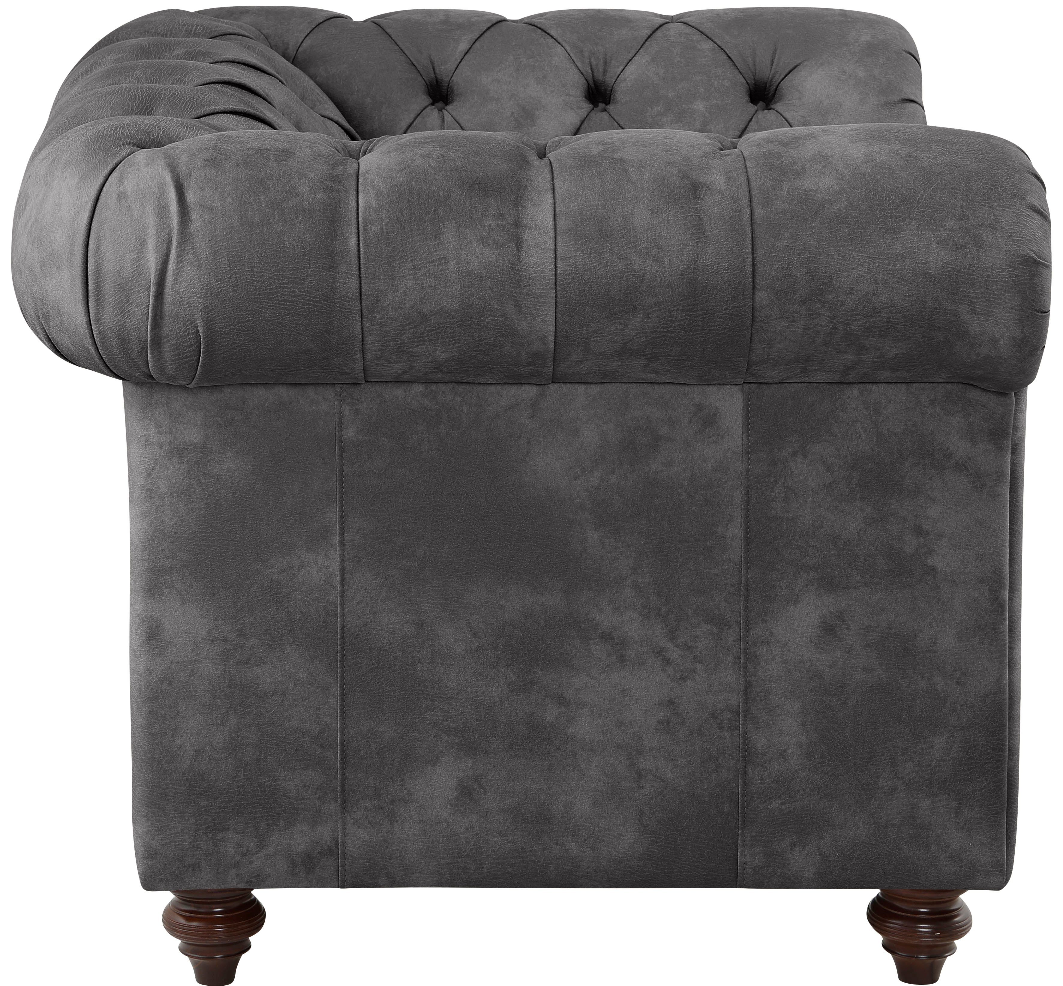 Home affaire Fauteuil Chesterfield B/D/H: 105/69/74 cm met hoogwaardige knoopdetails, ook in leer