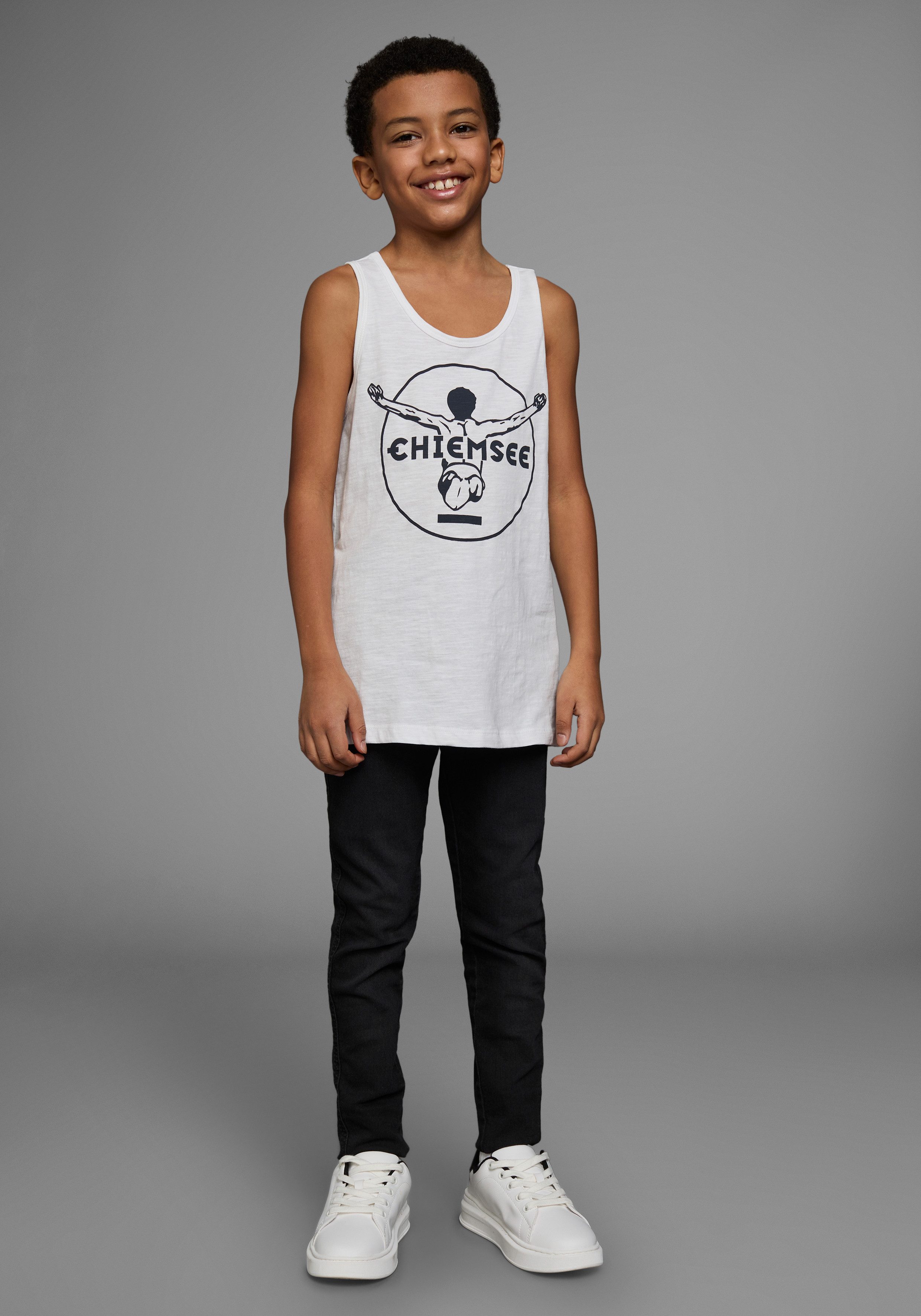 Chiemsee Tanktop Basic met logoprint in contrast