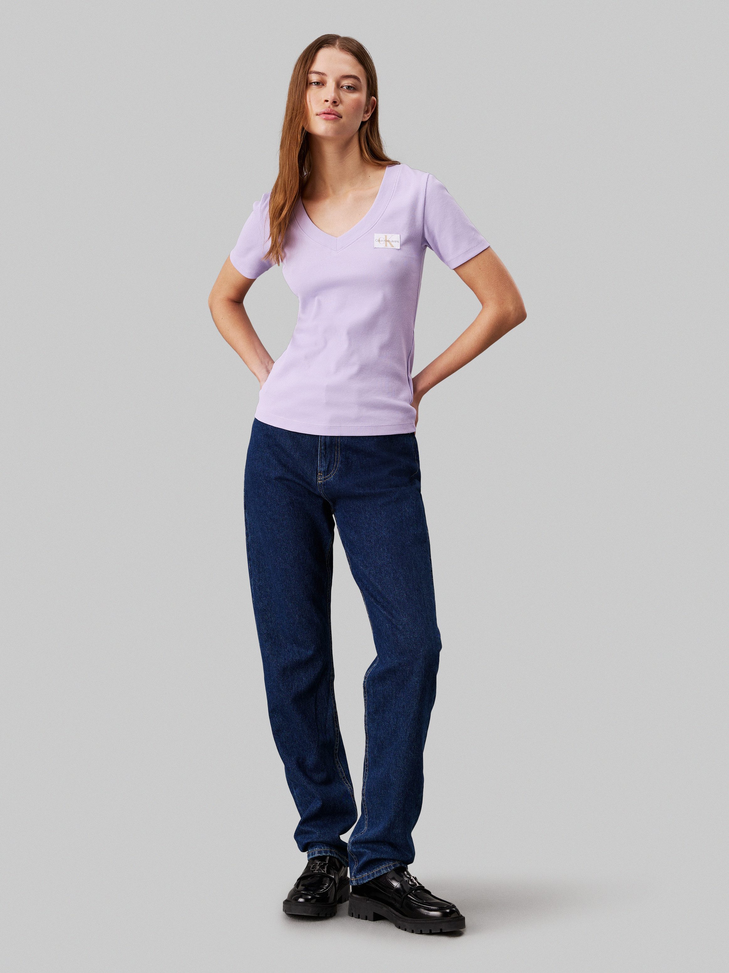 Calvin Klein T-shirt WOVEN LABEL RIB V-NECK TEE
