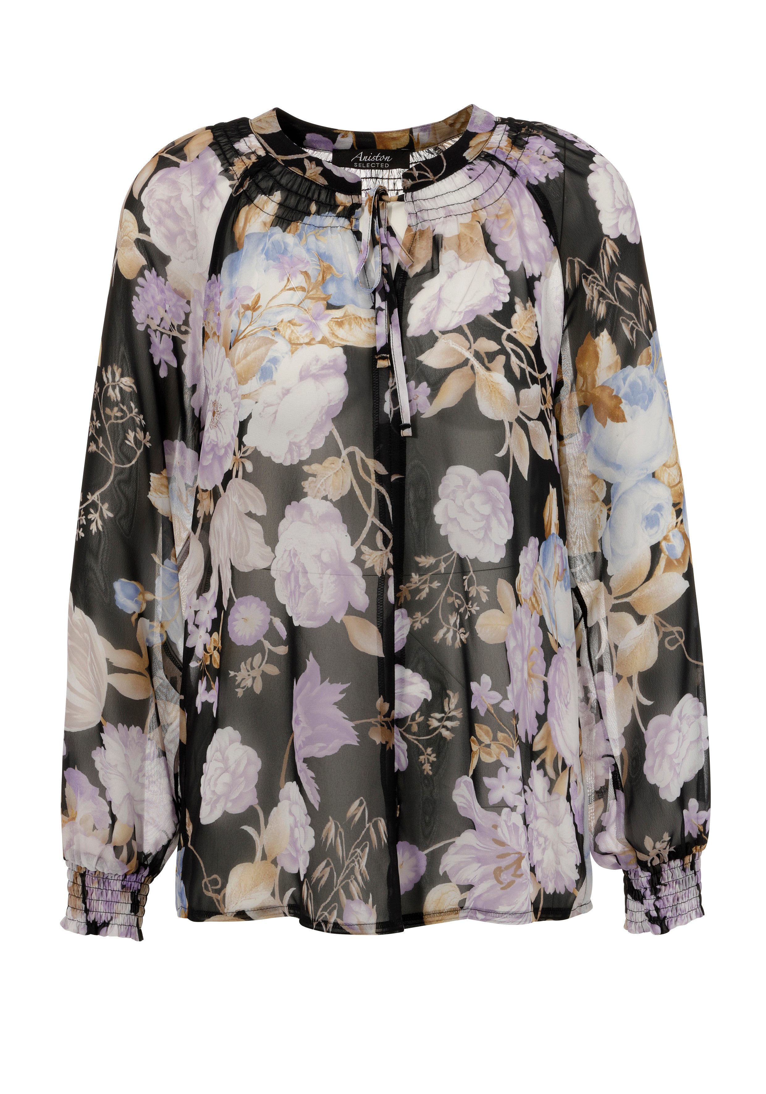 Aniston SELECTED Blouse zonder sluiting met smock aan de halslijn