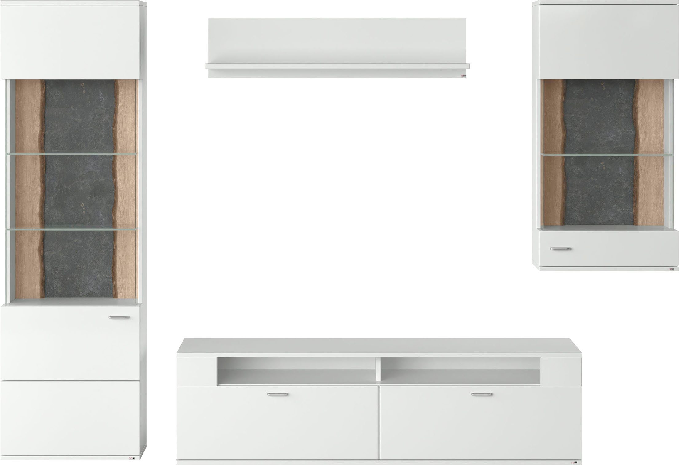 set one by Musterring Wandmeubel Tacoma Type 04, met hangende vitrinekast (set, 4-delig)