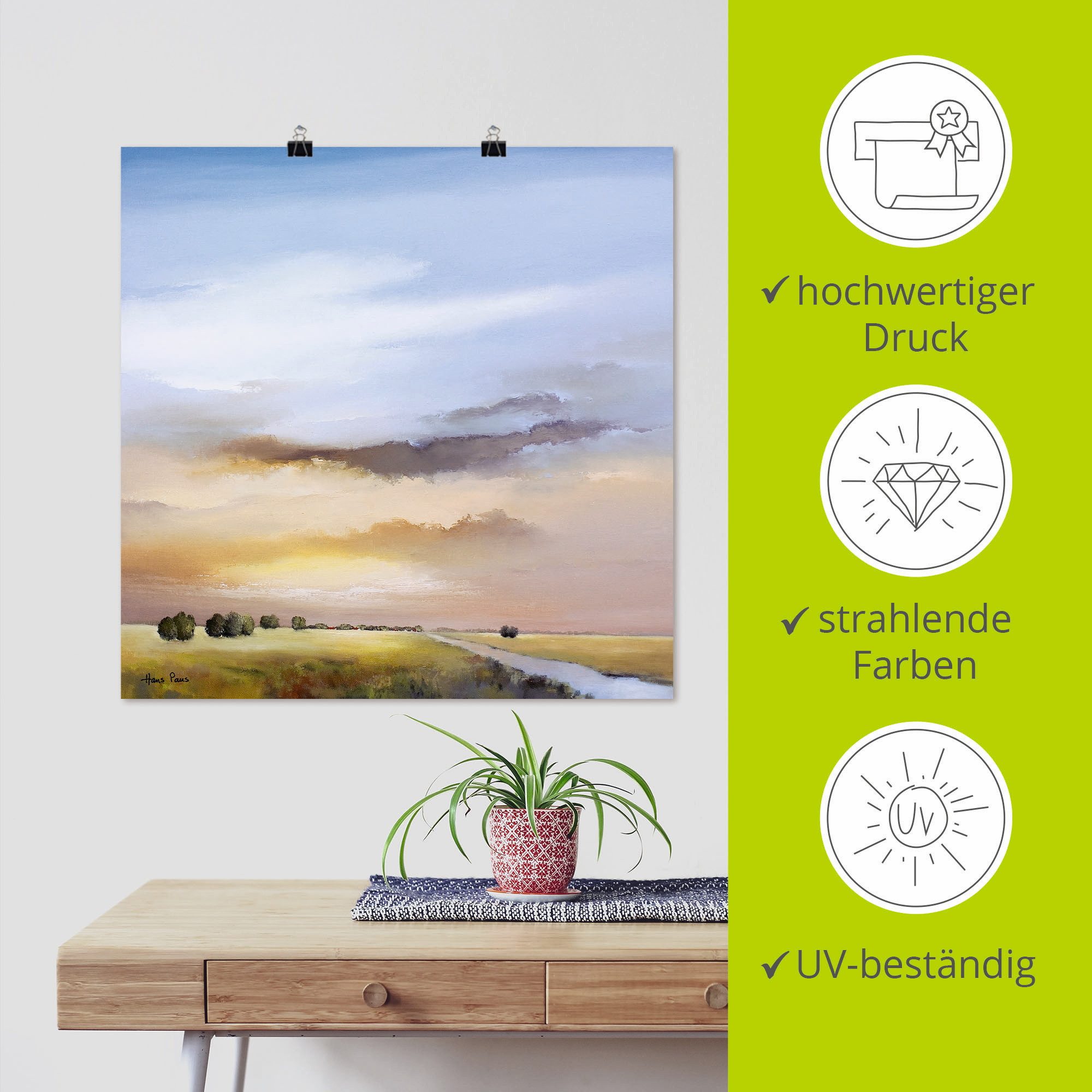 Artland Artprint Landschap III als artprint op linnen, poster in verschillende formaten maten