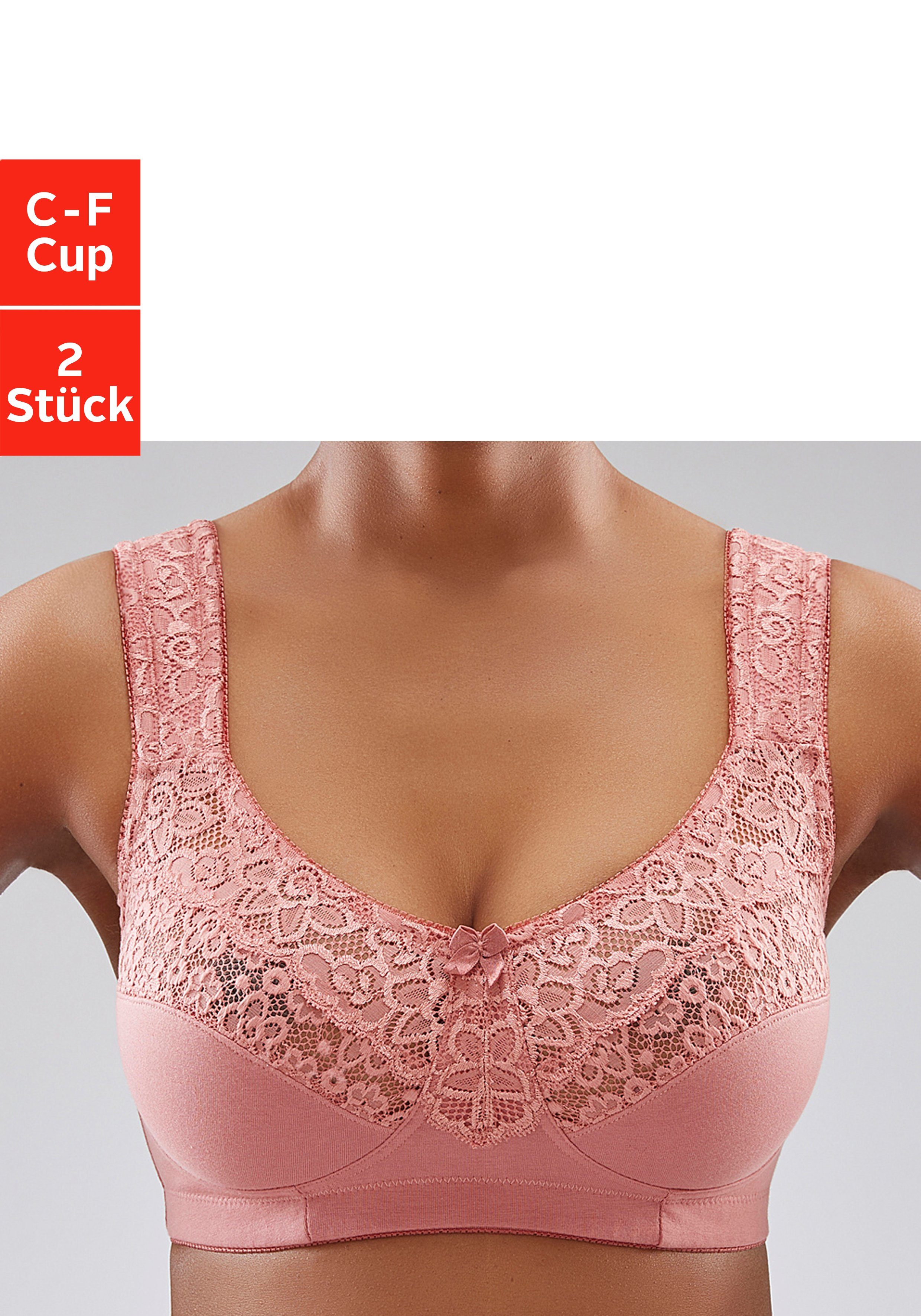 Petite fleur Steun-bh zonder beugels, met elegante kant, basic dessous (Set van 2) dames bh's zonder beugel maat 105 D bruin
