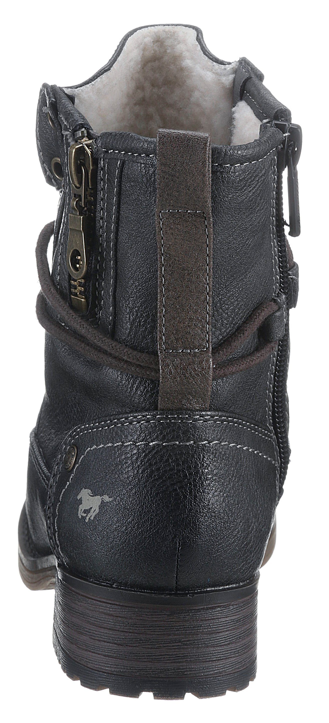 Mustang Shoes Winterlaarzen lace-up boots, ankle boots, block heel, with zipper