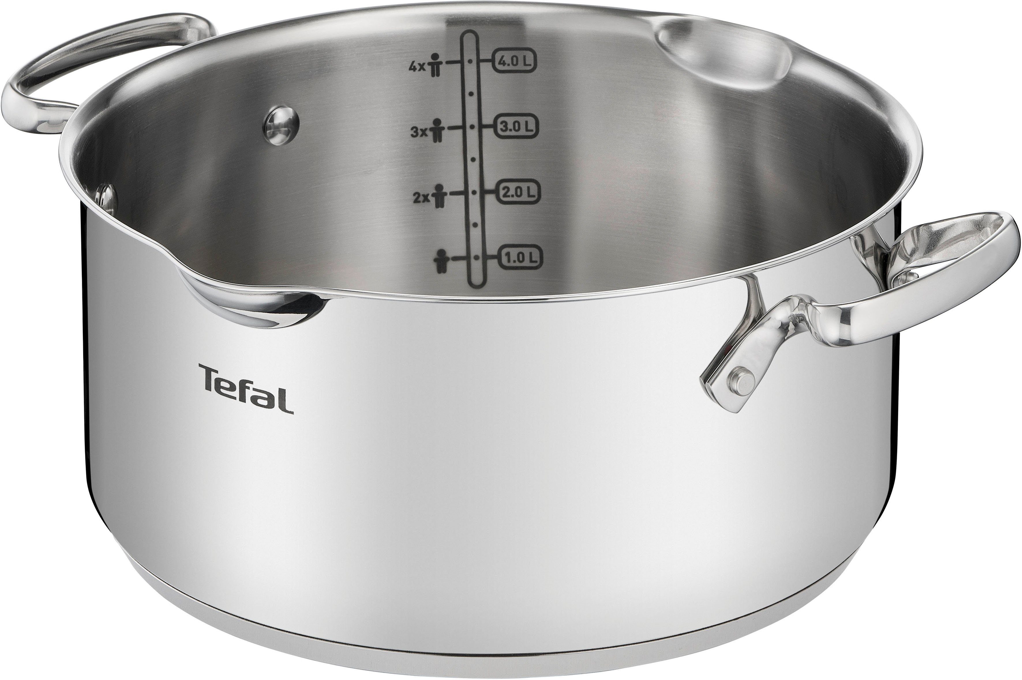 Tefal Kookpan Duetto+ hoogglans gepolijst, glazen deksel met zeeffunctie