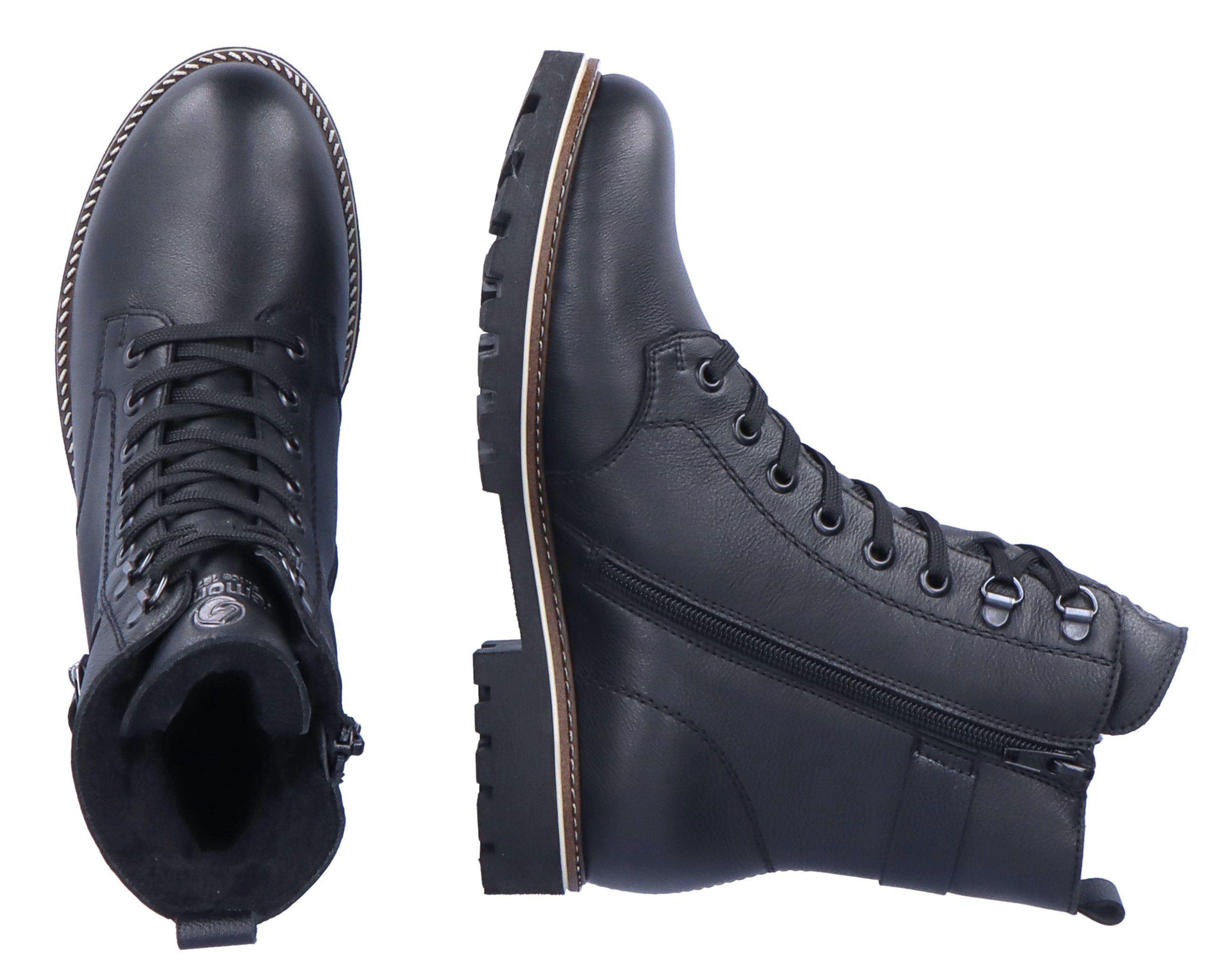 Remonte Winterlaarzen , blokhak, veterschoenen, outdoorschoen met decoratieve gesp