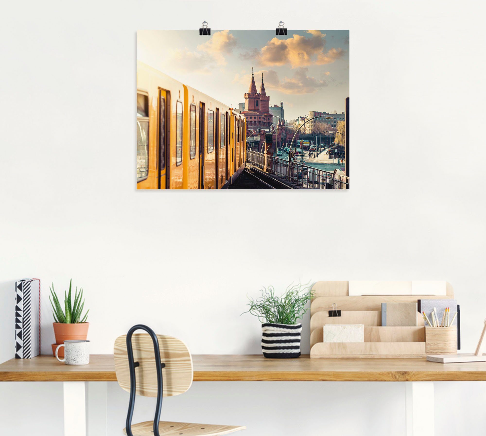 Artland Poster Berlijn Oberbaumbrücke 2 als artprint van aluminium, artprint op linnen, muursticker of poster in verschillende maten