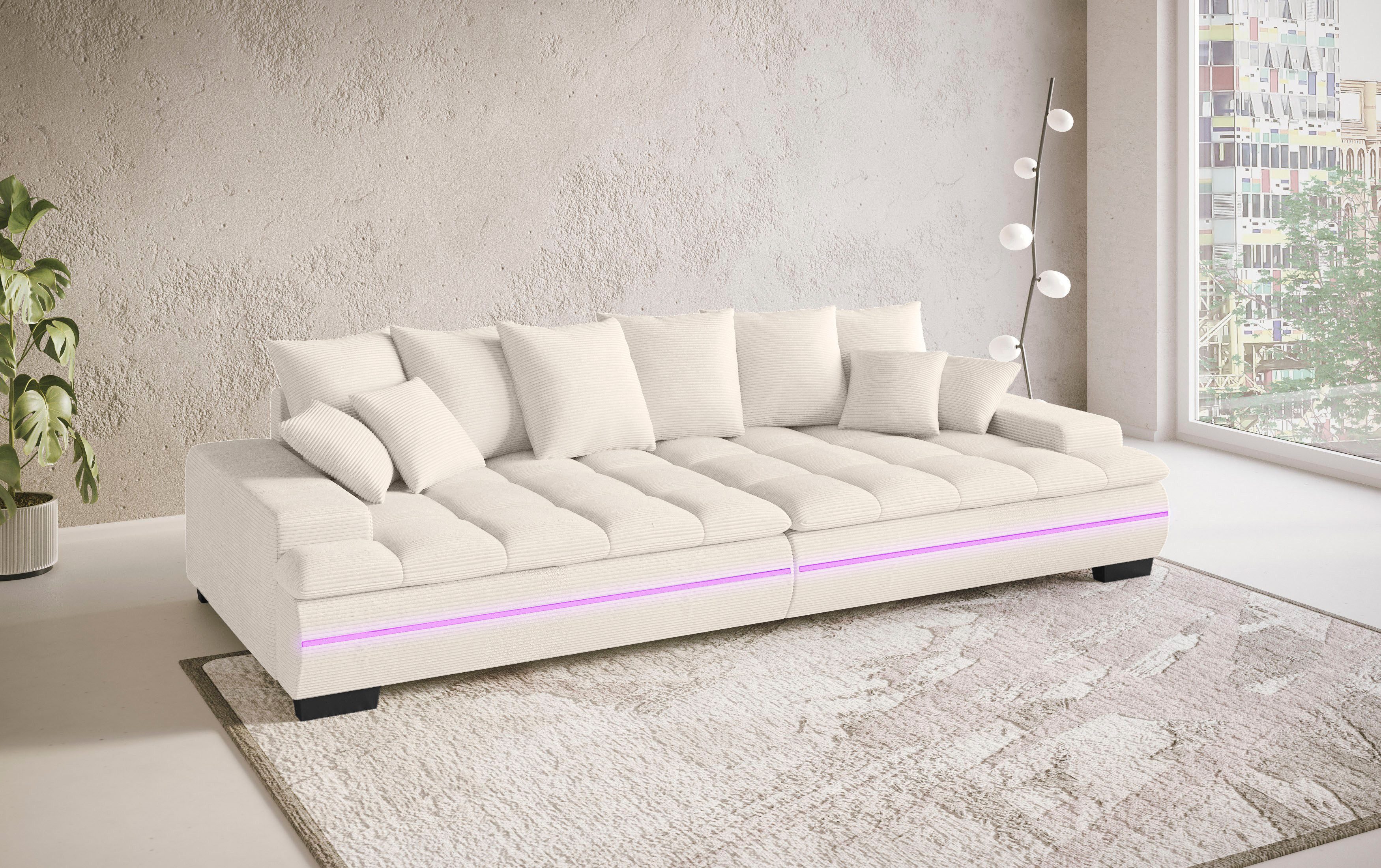 Mr. Couch Megabank Haiti II RGB-LED verlichting, koudschuim bekleding, tot 140 kg belastbaar