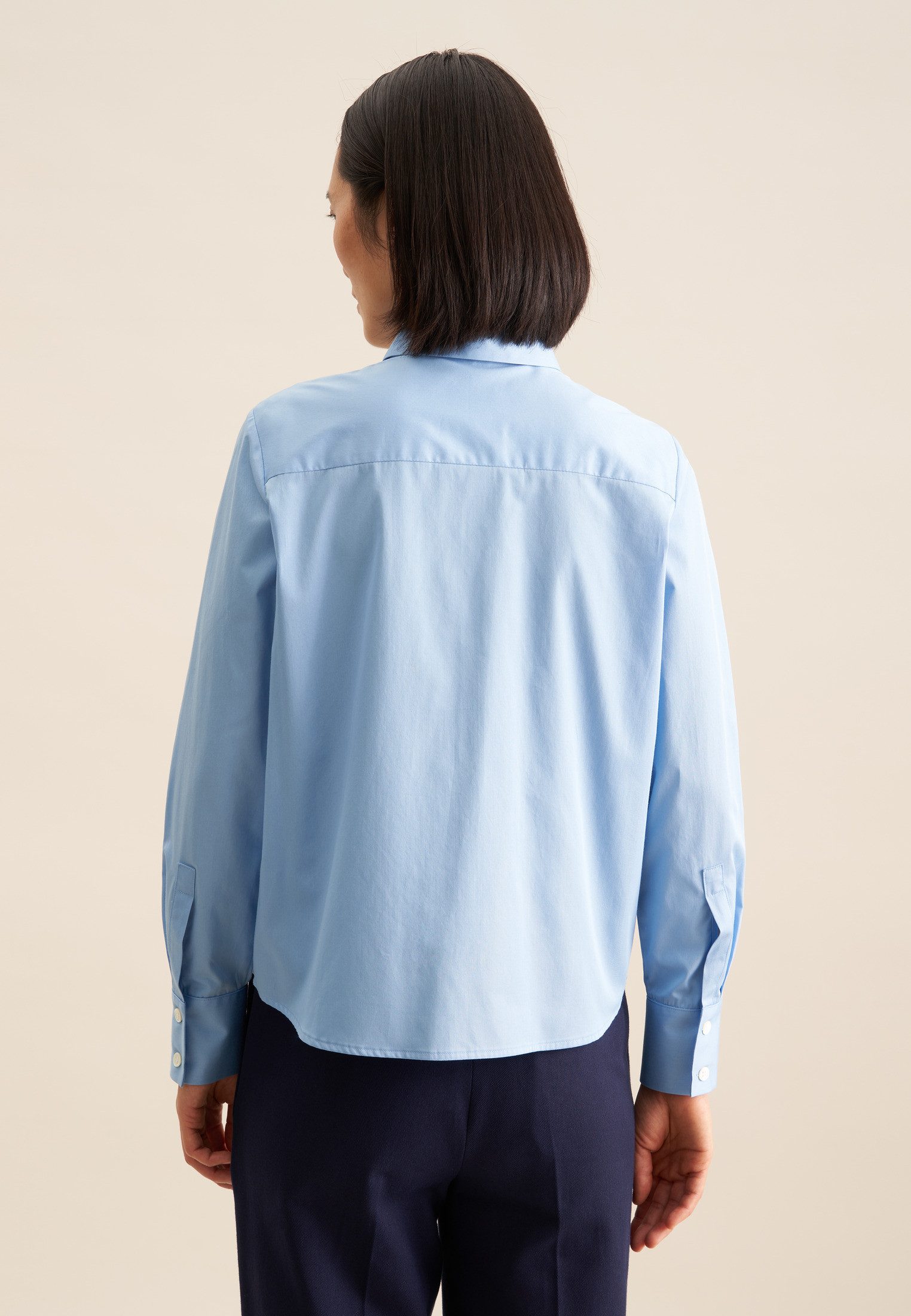 seidensticker Overhemdblouse Zwarte roos Lange mouwen kraag uni