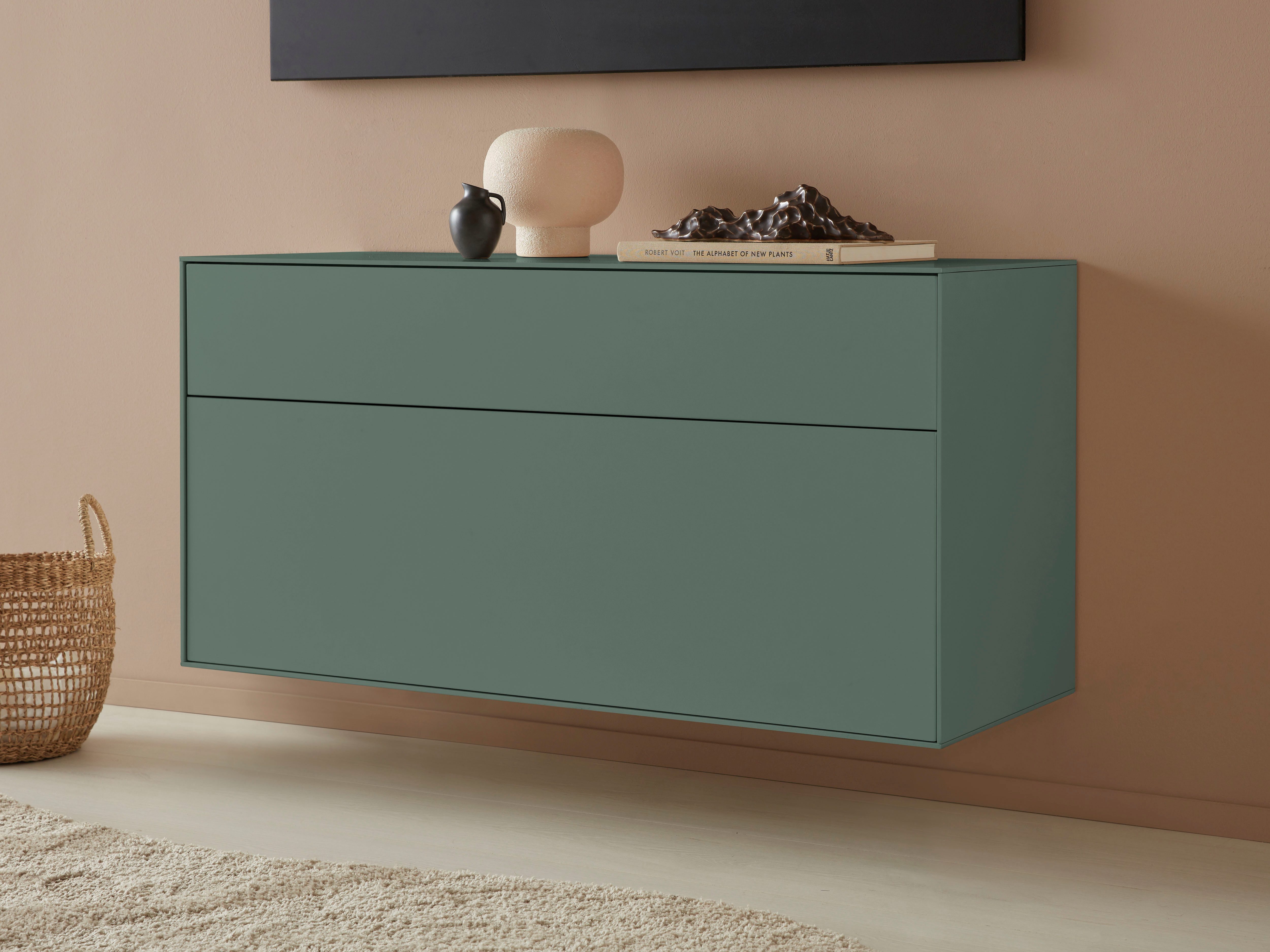 LeGer Home by Lena Gercke Tv-meubel Essentials Breedte: 112 cm, MDF gelakt, push-to-open-functie lowboards groen