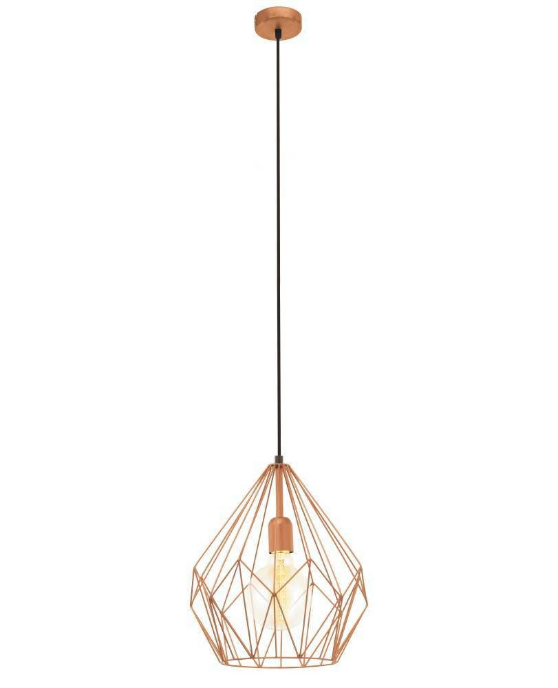 EGLO Hanglamp CARLTON hanglamp, koper, staal, excl. lichtbron, retro Vintage Hanglamp, 1 lamps, Draadgaas, Industrieel, 110x31cm