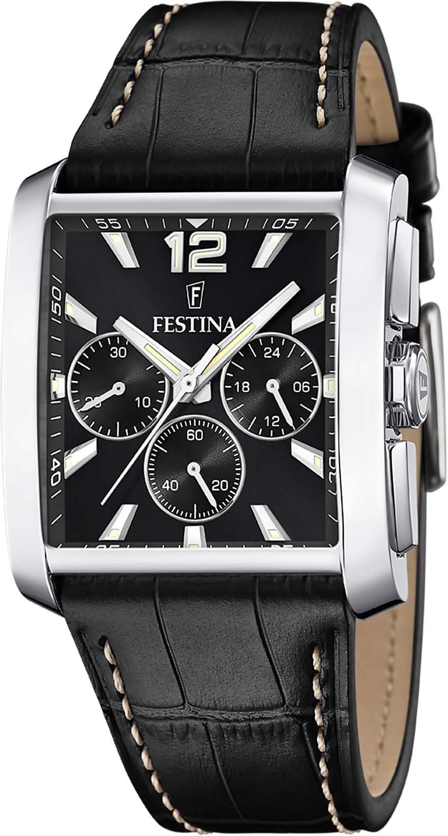 Festina Chronograaf F20636/4 Horloge, quartz, herenhorloge, stopwatchfunctie, leren band