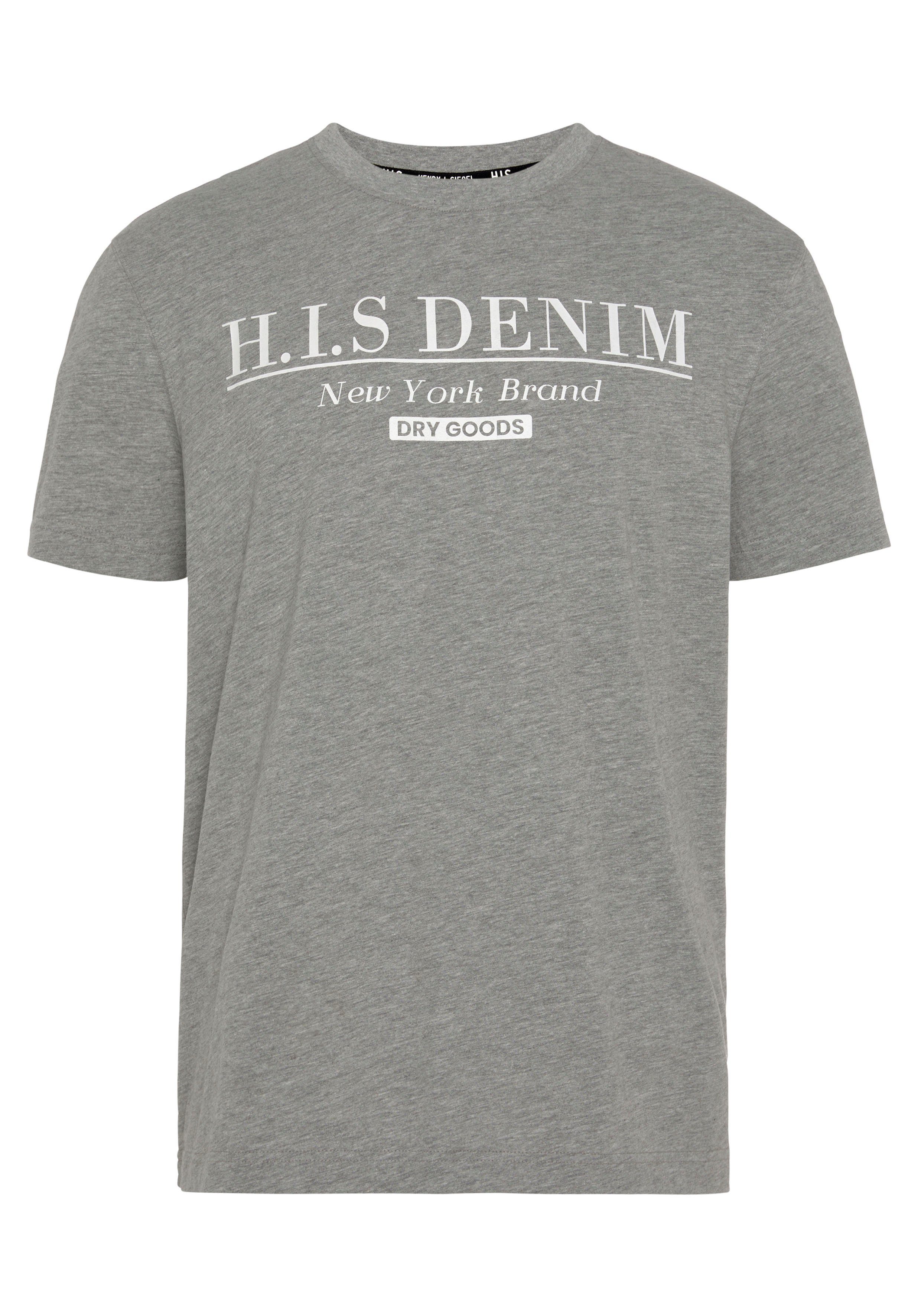 H.I.S T-shirt smalle pasvorm, bedrukt ontwerp, ronde hals