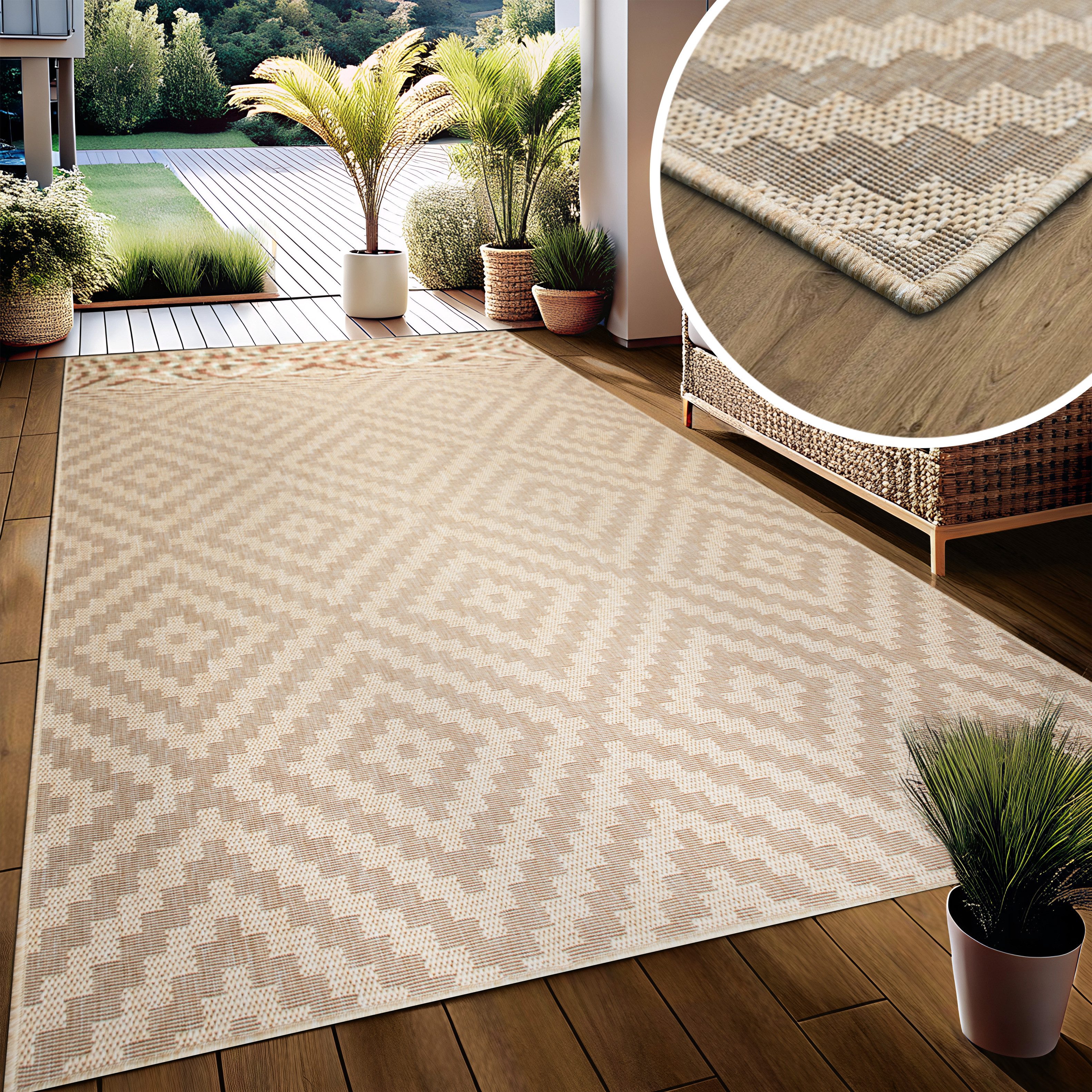 my home Vloerkleed Cordoba is ook als loper verkrijgbaar Geschikt voor binnen en buiten, sisal-look, weerbestendig & uv-bestendig, boho