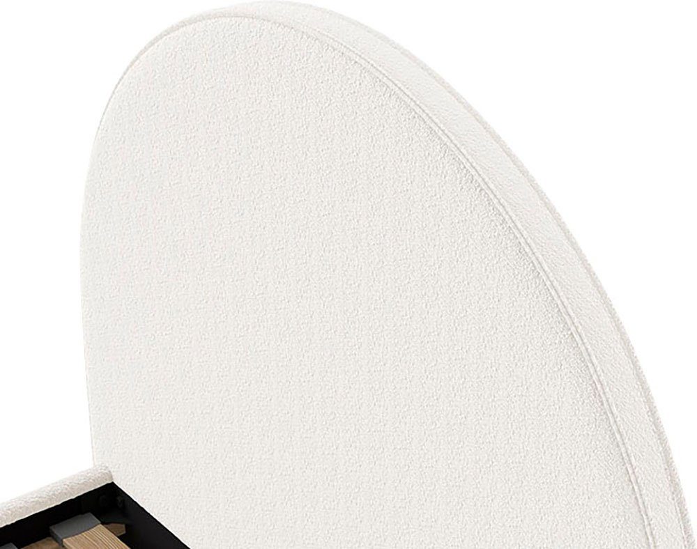 Vipack Gestoffeerd bed Moon, met fluffy bouclé stof in verschillende kleuren 2 breedtes (90 of 140 cm), lattenbodem, bouclé stof, naar keuze 4 kleuren