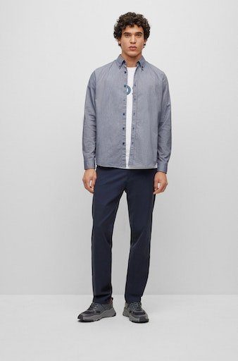 Boss Orange Shirt met lange mouwen Rickert met label-borduursel op de borst (1-delig)