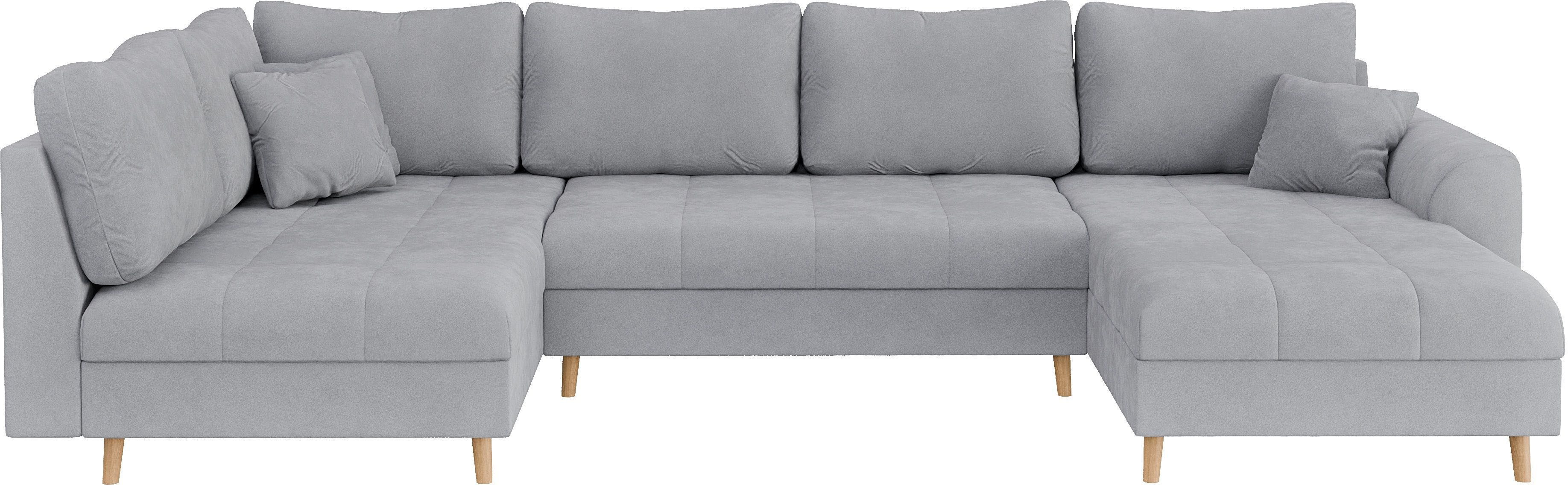 Home affaire Zithoek CHARRE U-vorm met ottomane, afmetingen B/D/H: 310/161/81 cm fijne stiksels, losse rug- en sierkussens, ook in cord en bouclé
