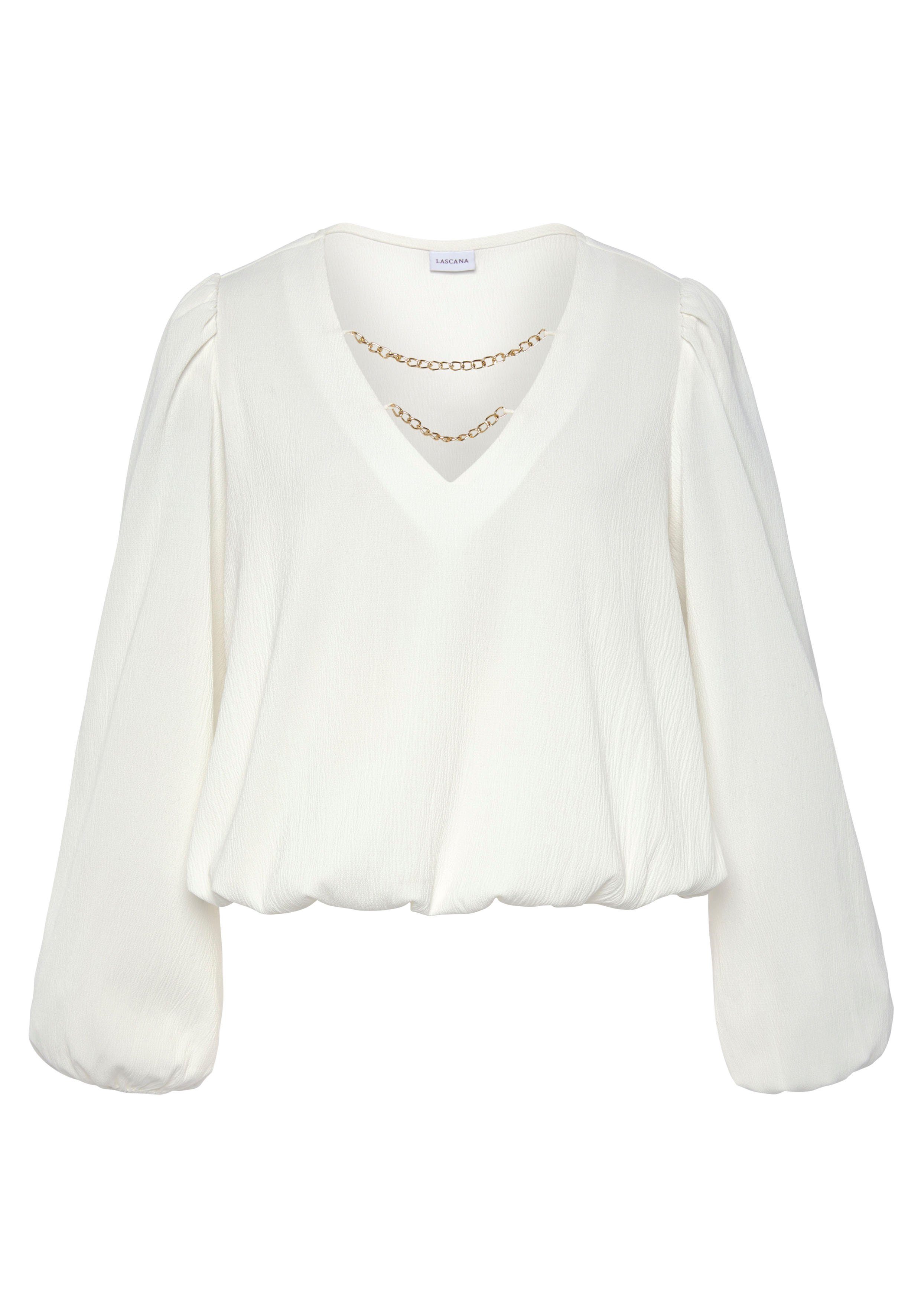 Lascana Blouse zonder sluiting met kettingdetails, elegante damesblouse, modieus, feestelijk