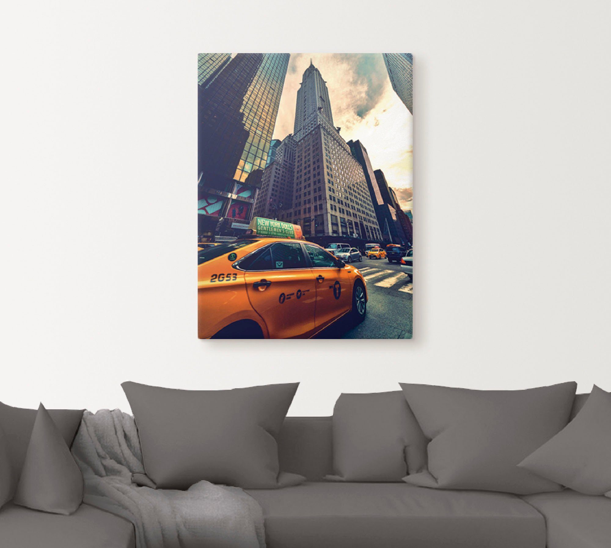 Artland Artprint Taxi in New York als artprint op linnen, poster in verschillende formaten maten